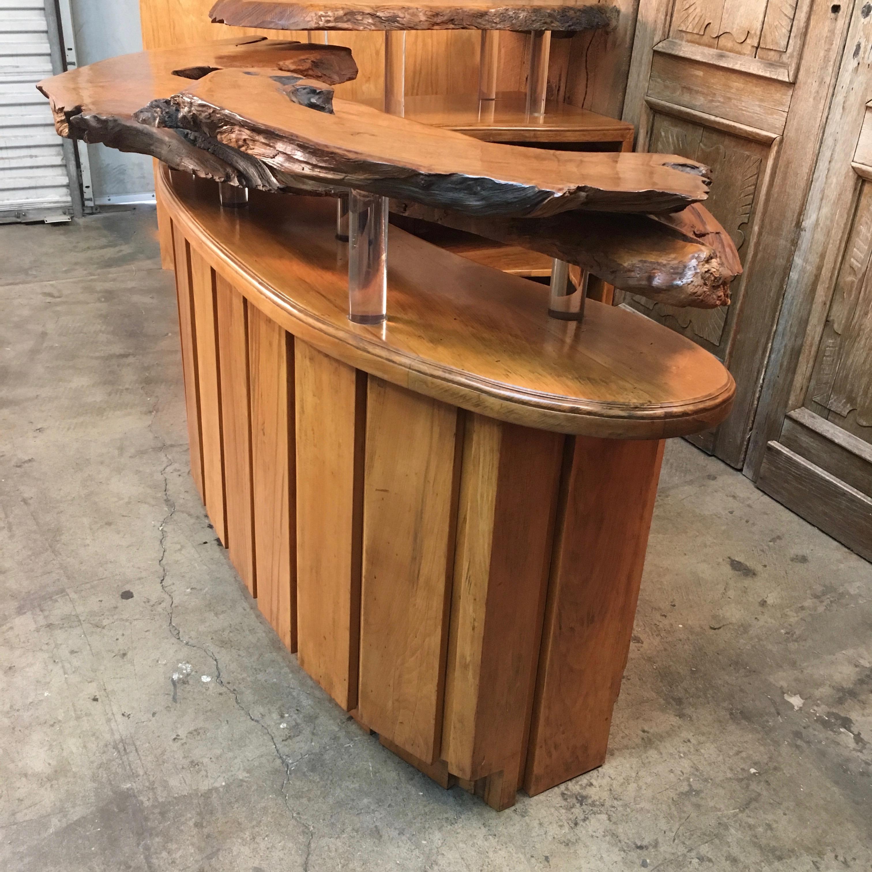 Live Edge Burl Wood Curved Bar 6