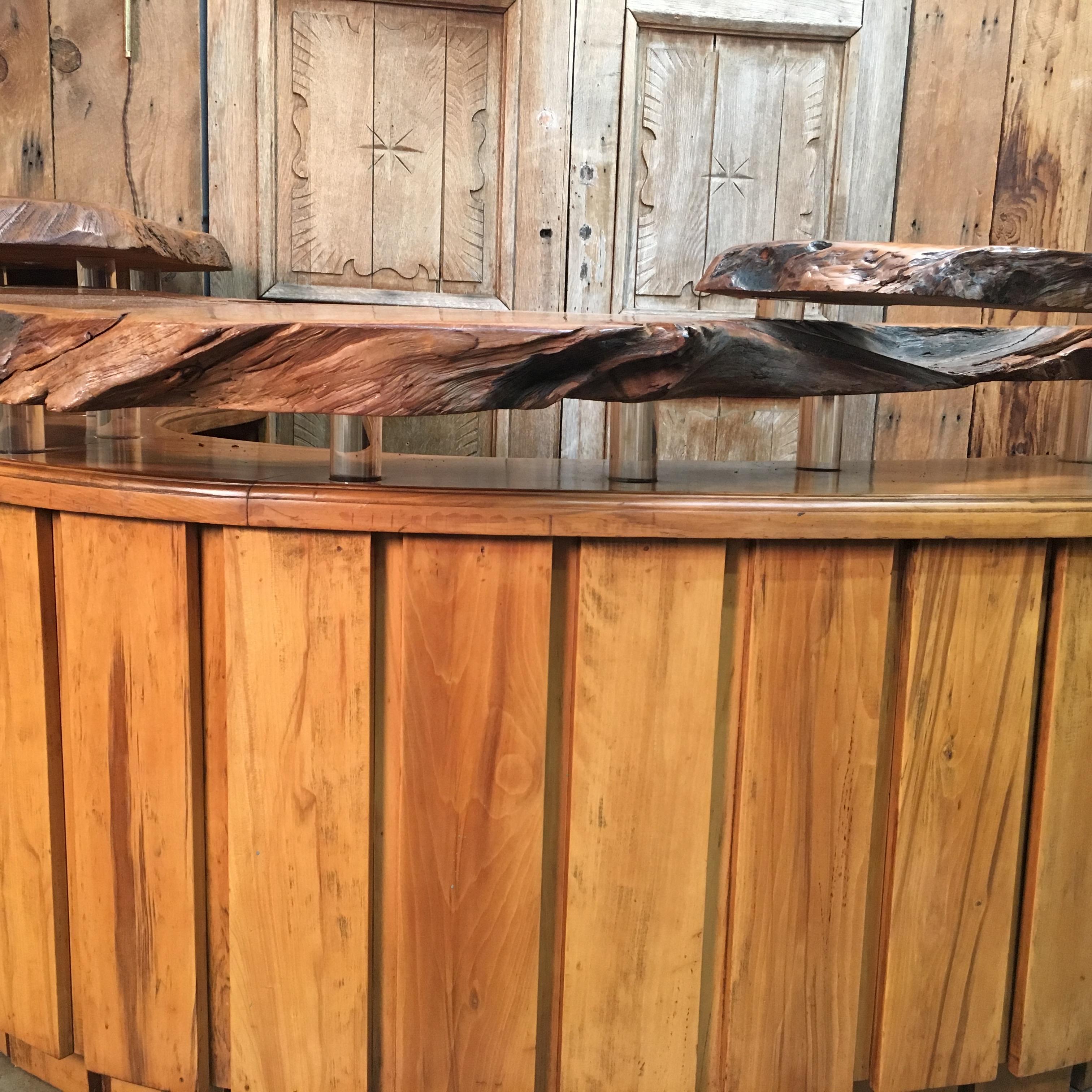 Live Edge Burl Wood Curved Bar 7