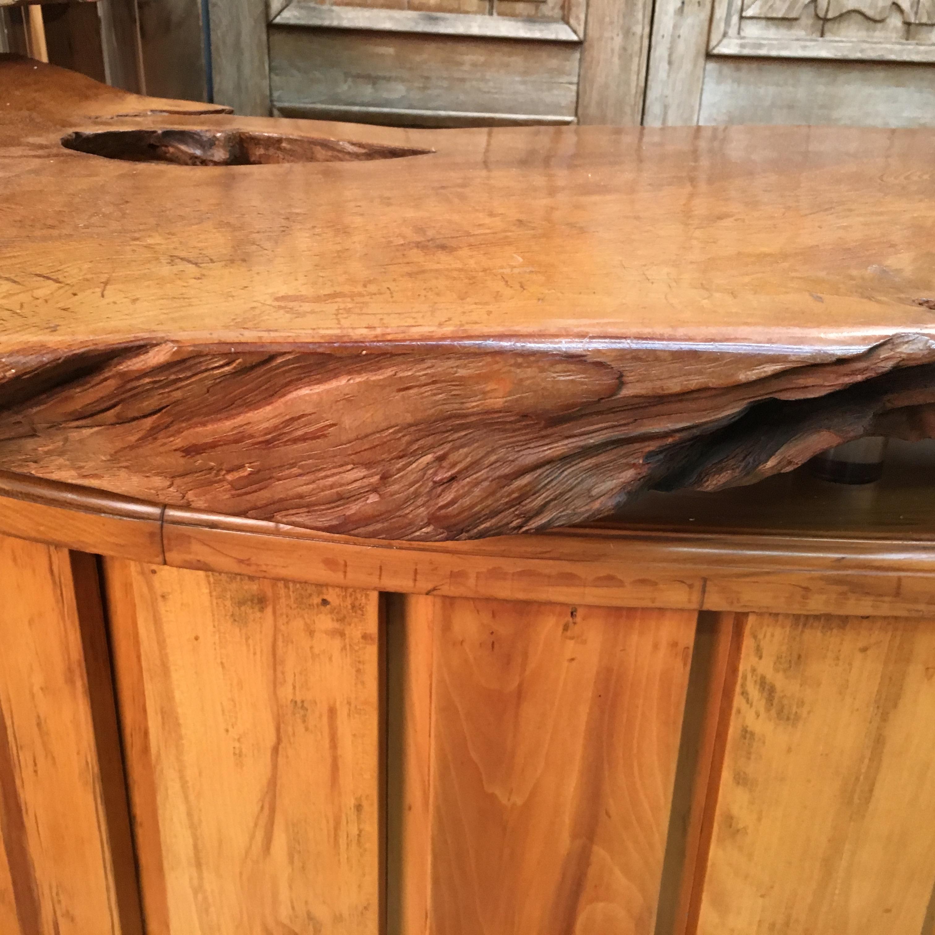 Live Edge Burl Wood Curved Bar 8