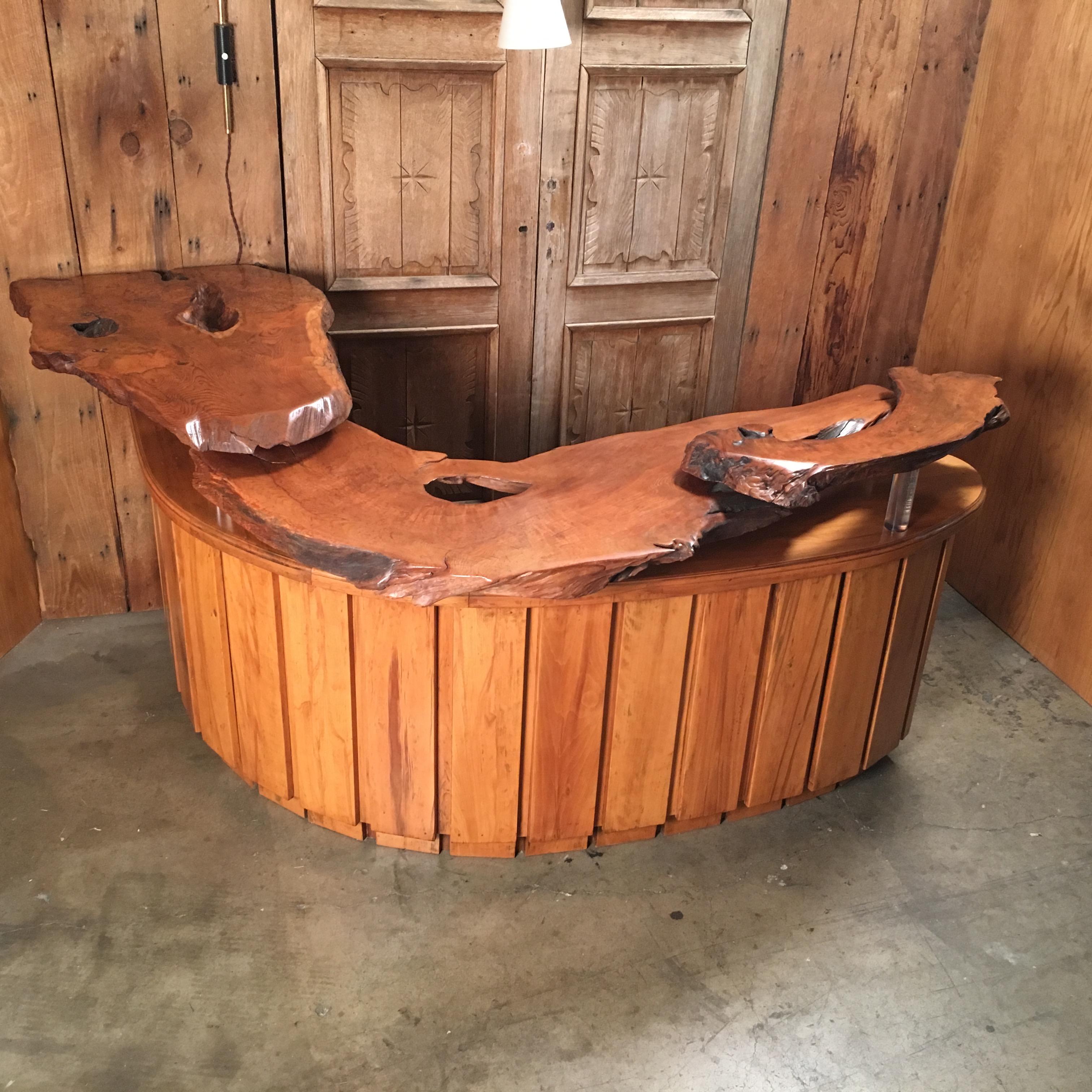 Live Edge Burl Wood Curved Bar 9