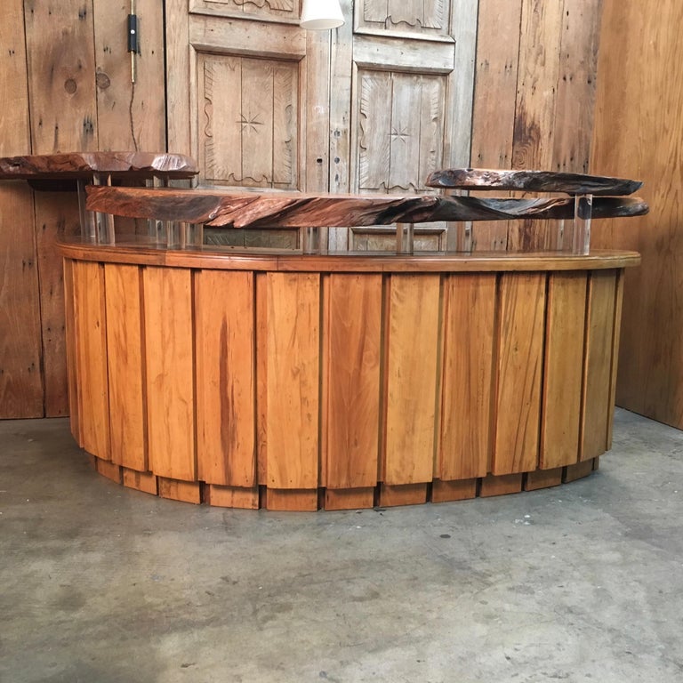 Live Edge Burl Wood Curved Bar at 1stDibs curved wood bar, burl wood