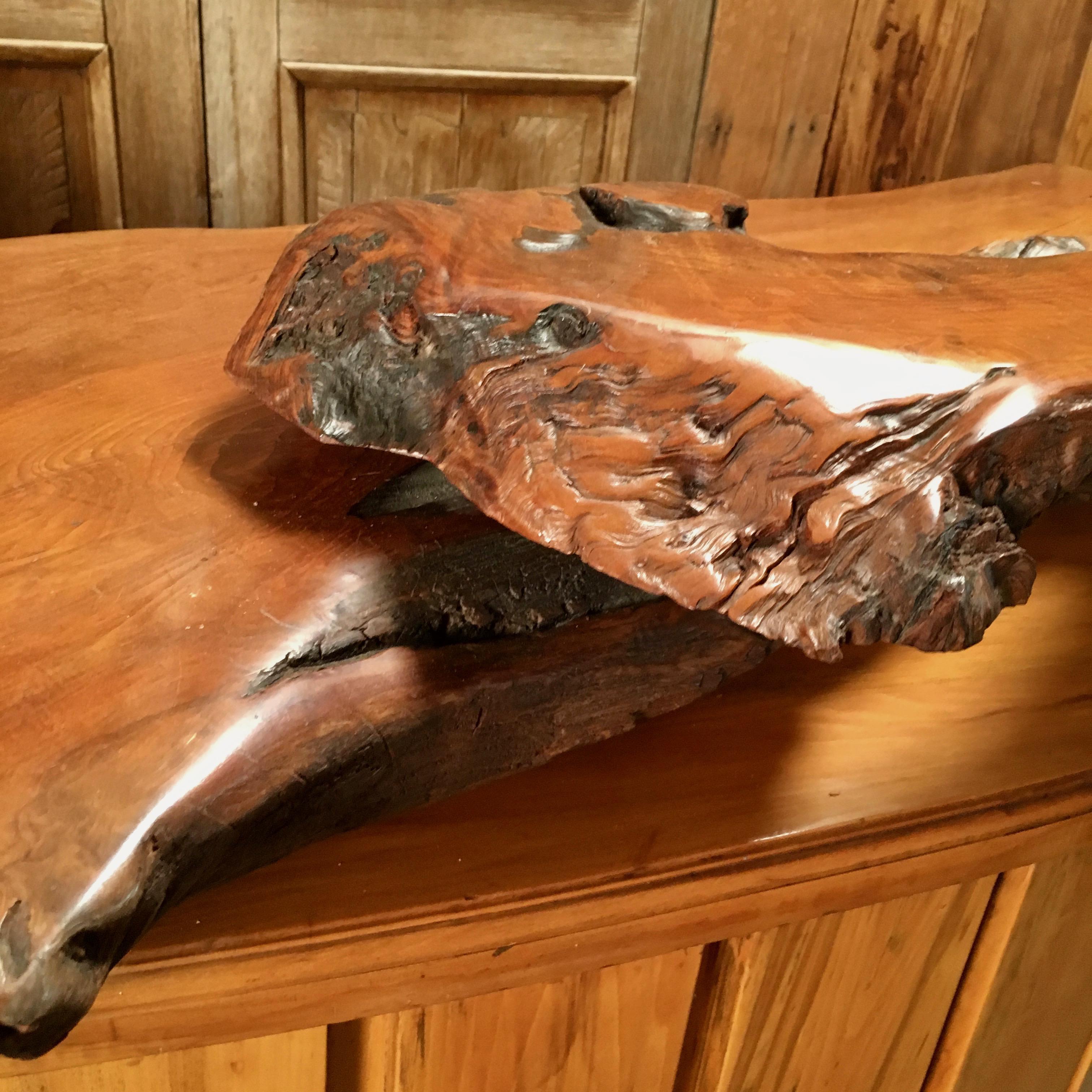 American Live Edge Burl Wood Curved Bar
