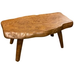 Live Edge Burled Elm Cocktail Table, France, 1950s