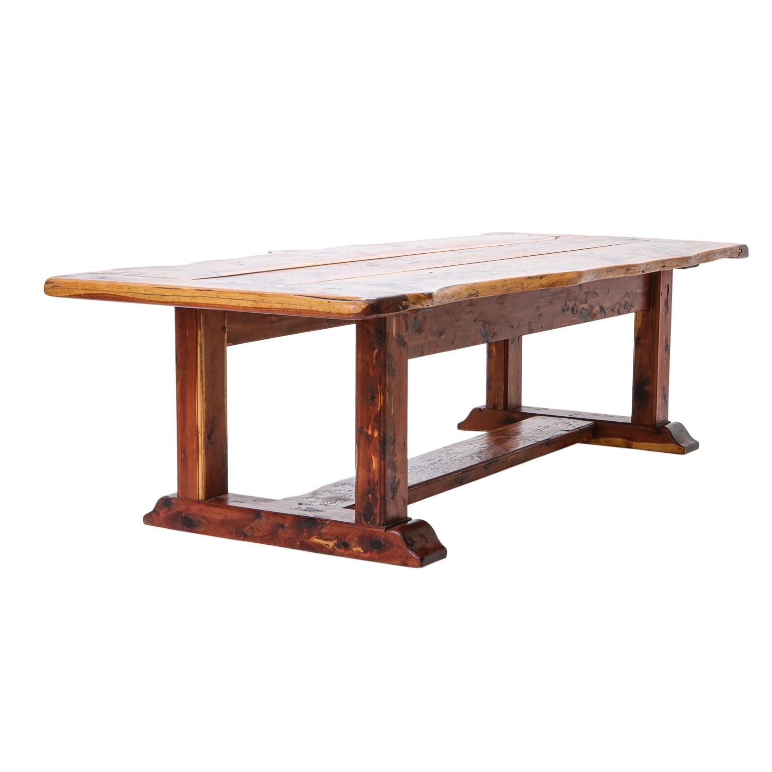 Live Edge Cedar Hand-Made Dining Table In Excellent Condition In Hixson, TN