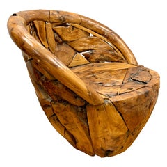 Organic Teak Tree Root Hand Crafted Club Chair