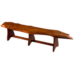 Live Edge Coffee Table Bench George Nakashima Style, circa 1960