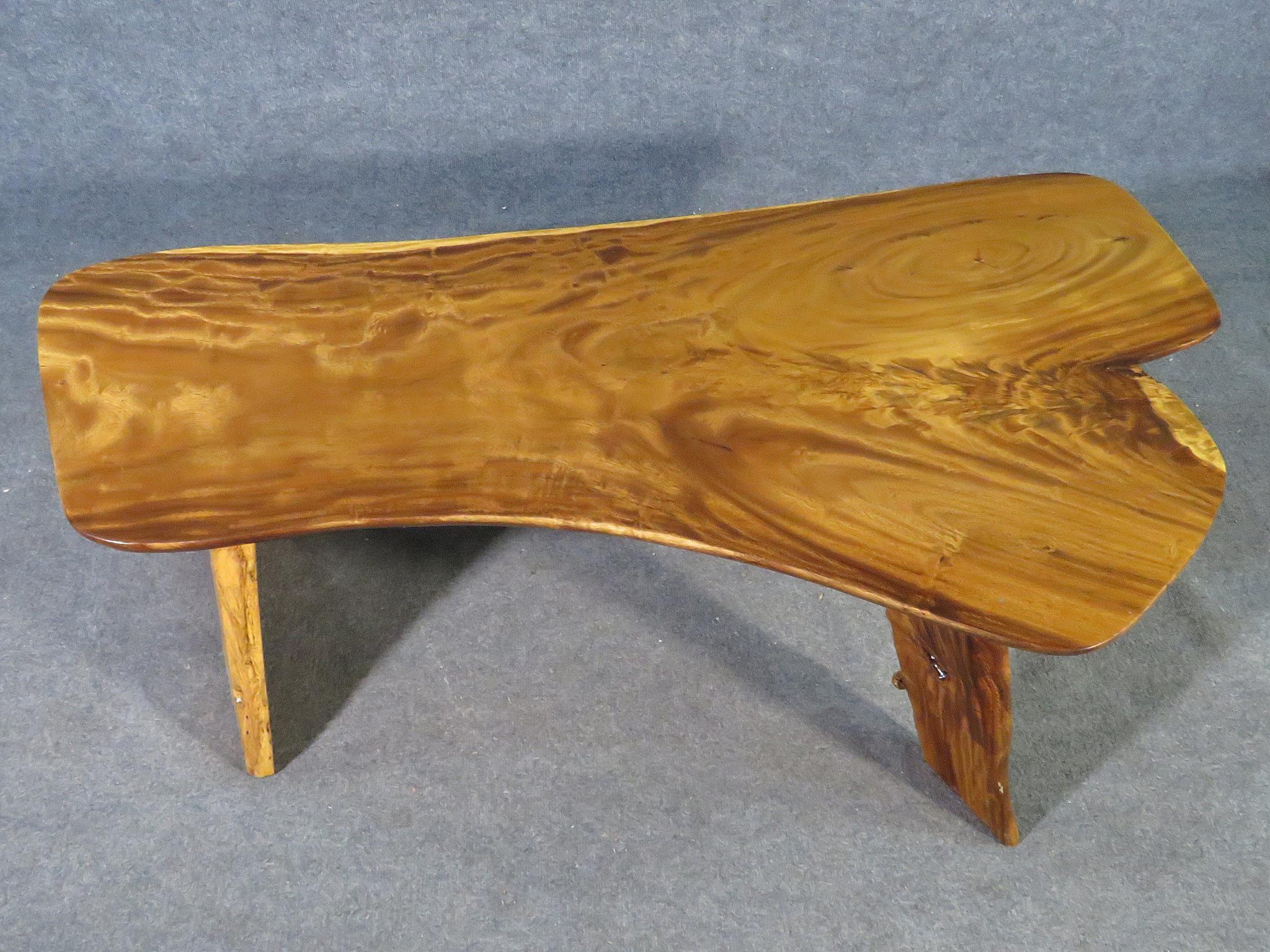 Nakashima style table with beautiful live edge top and driftwood style legs.
(Please confirm item location - NY or NJ - with dealer).
   