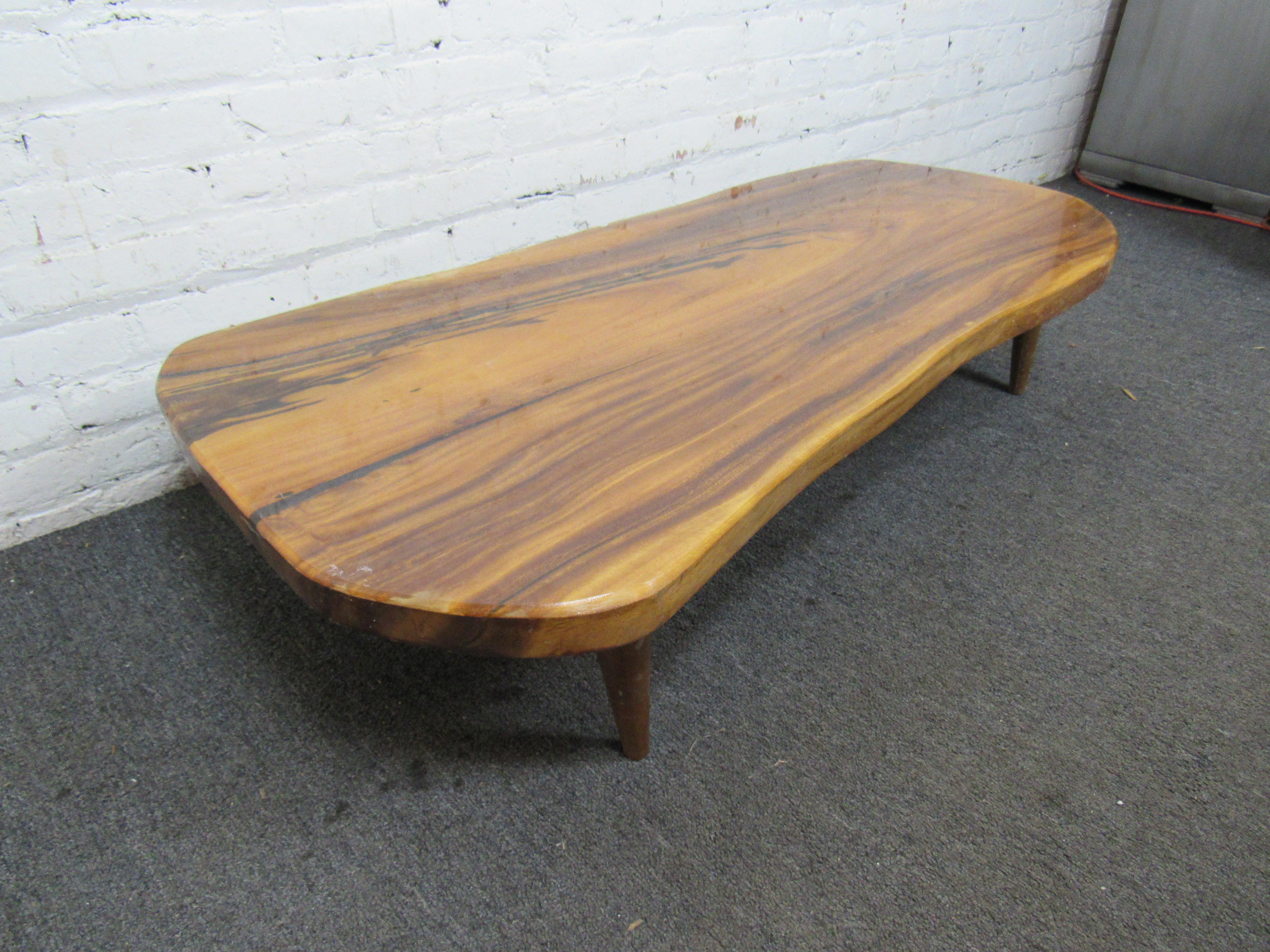 Mid-Century Modern Live Edge Coffee Table For Sale