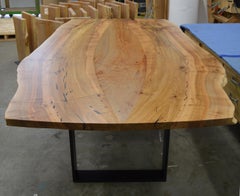 Live Edge Curved Table Made from Maple in an Oval Shape with Steel Base