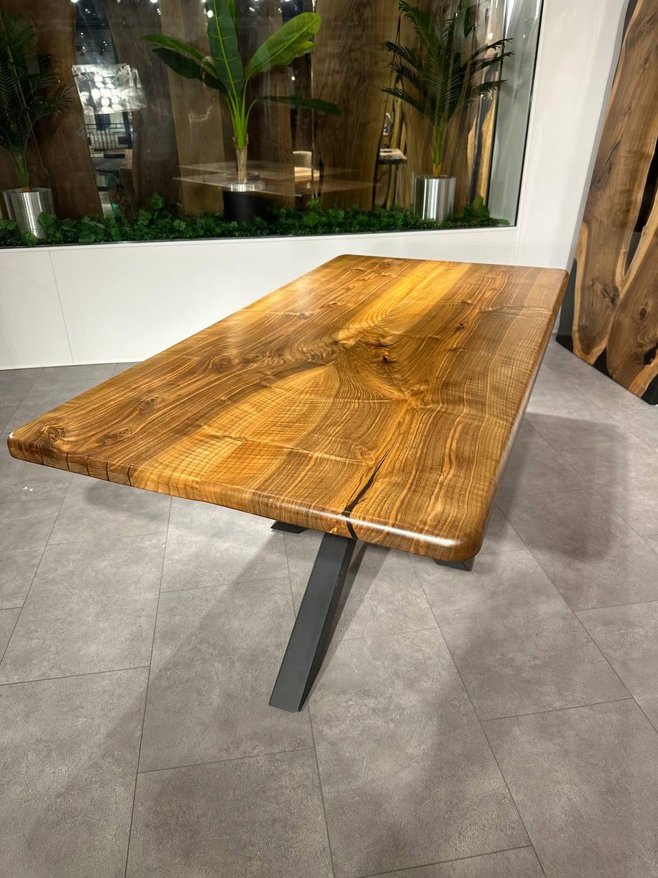 Live Edge Custom Walnut Wood Natural Dining Table For Sale 2