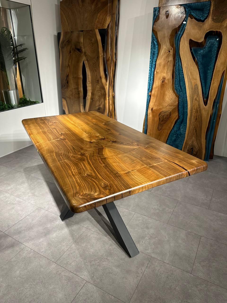Live Edge Custom Walnut Wood Natural Dining Table For Sale 6