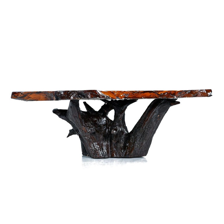 Rustic Live Edge Cypress Root Stump Slab Coffee Table at 1stDibs