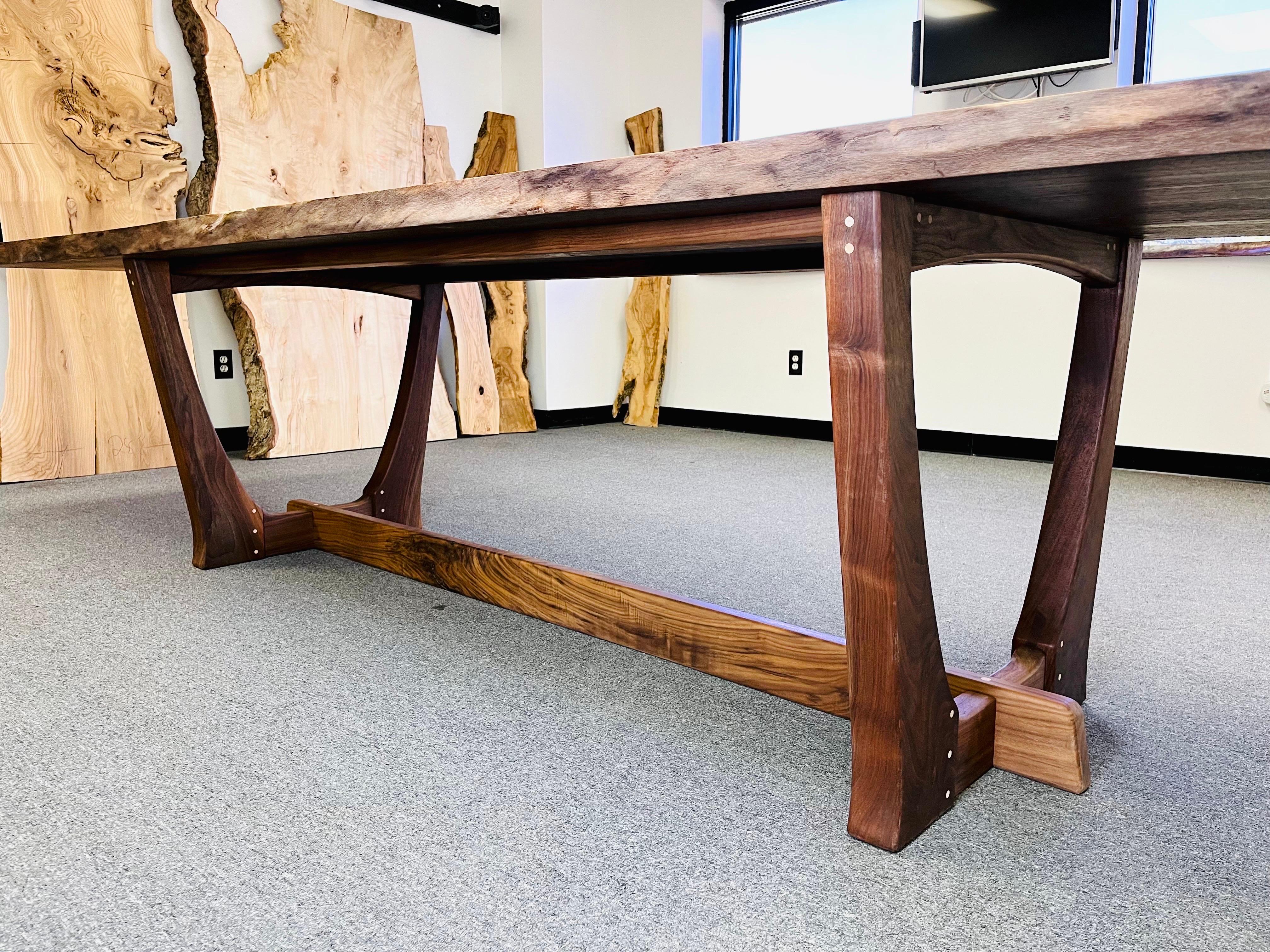 Live Edge Dining or Conference Table in English & Black Walnut After Nakashima 7