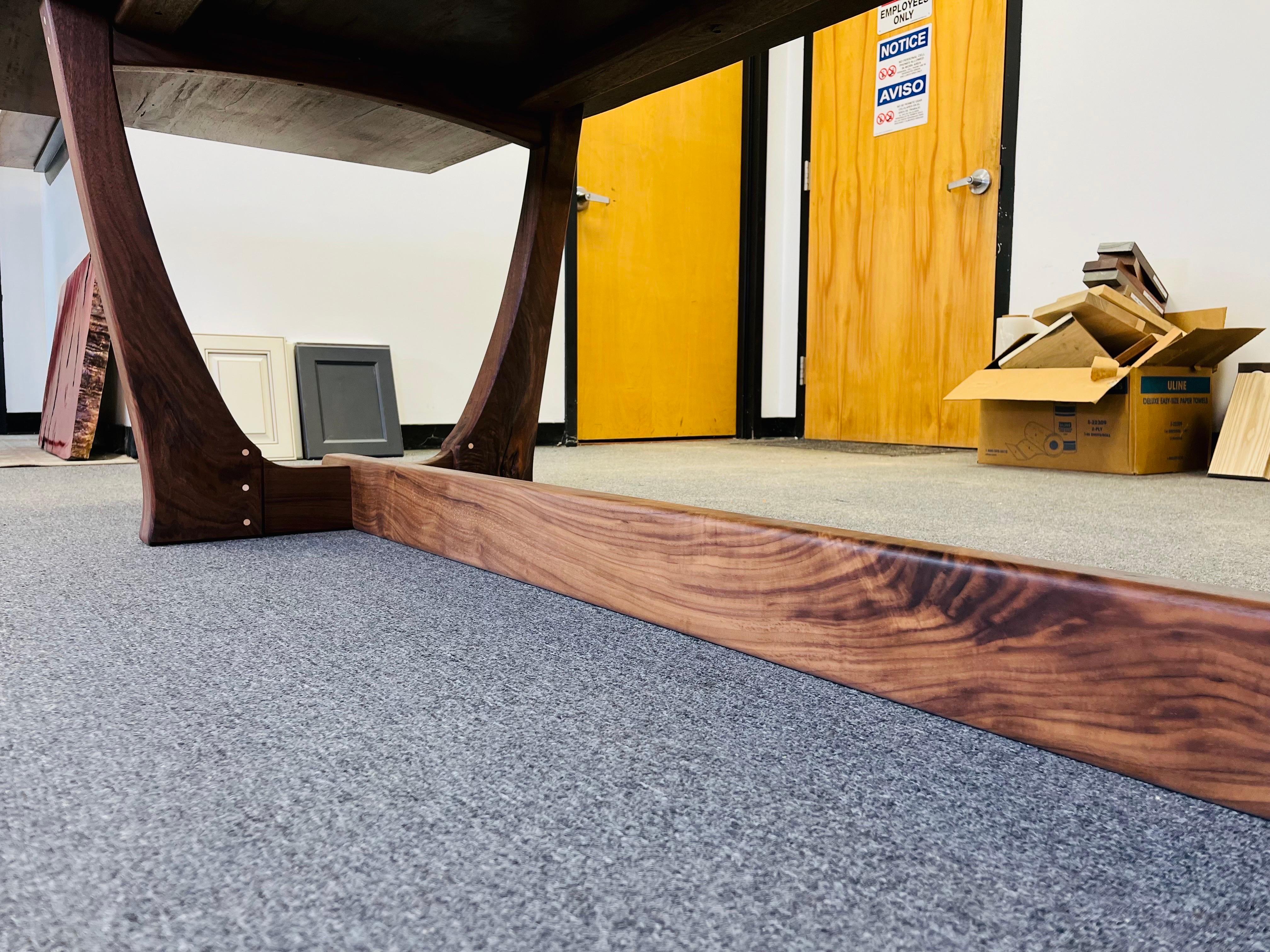 Live Edge Dining or Conference Table in English & Black Walnut After Nakashima 1