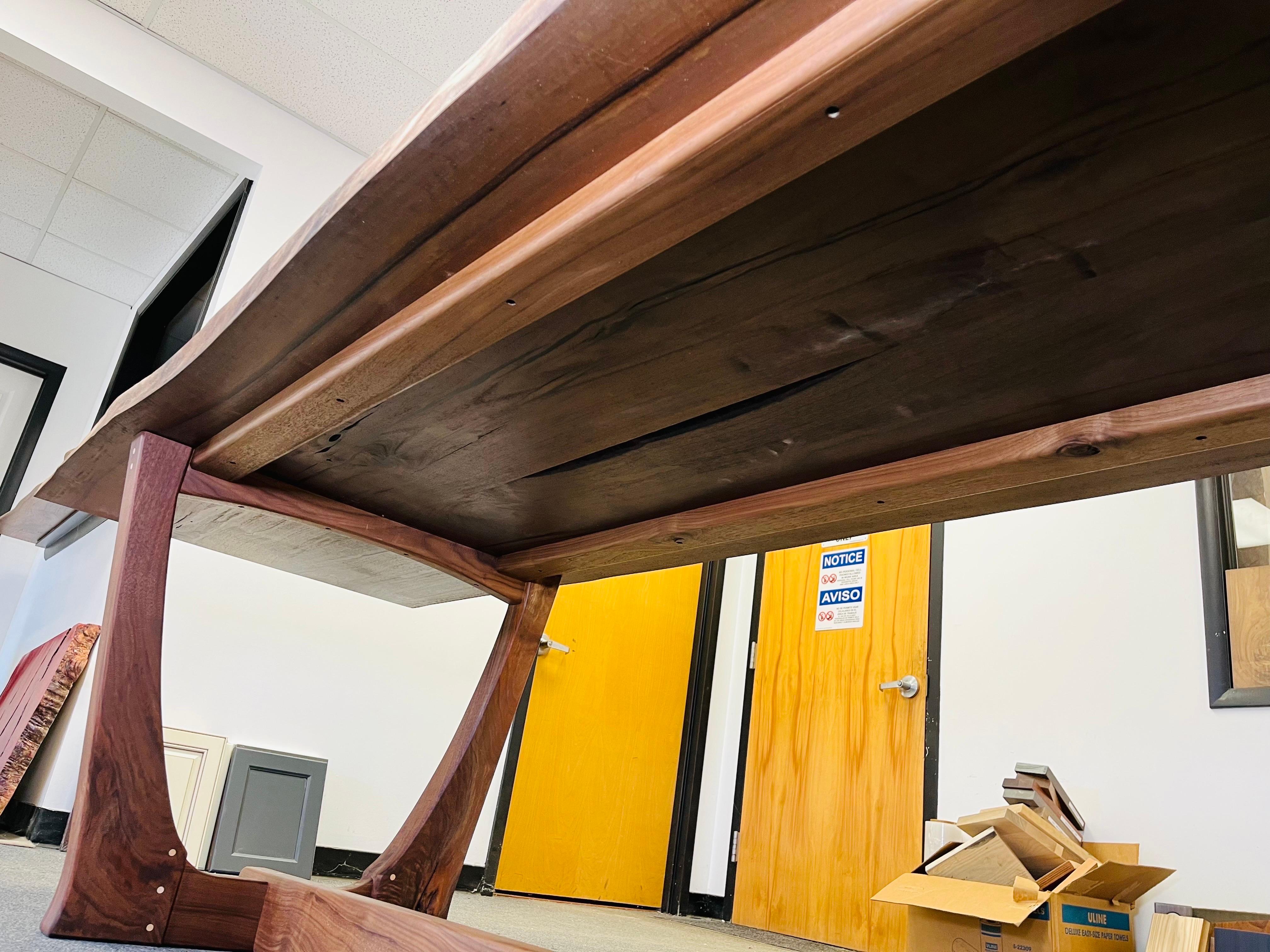 Live Edge Dining or Conference Table in English & Black Walnut After Nakashima 2