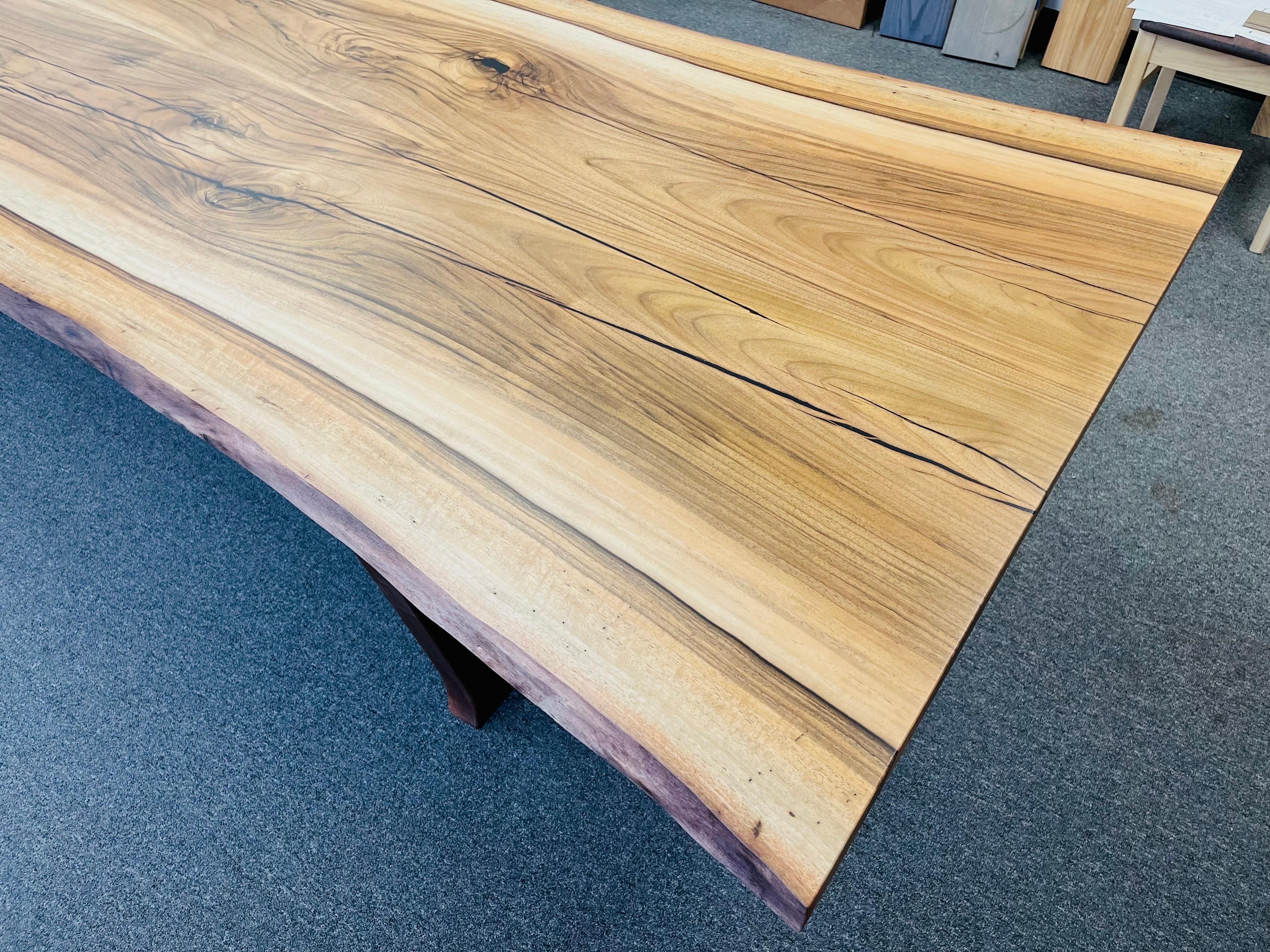 Live Edge Dining or Conference Table in English & Black Walnut After Nakashima 3