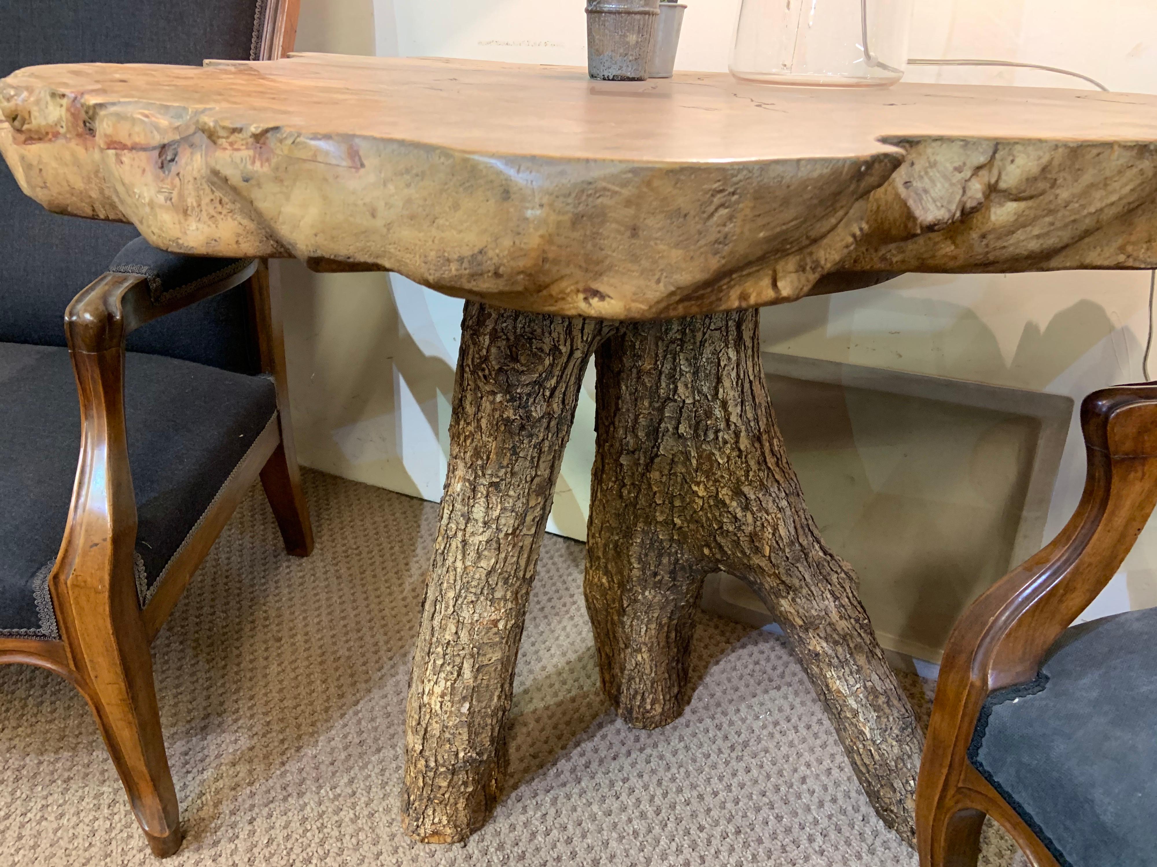 French Provincial Live Edge Elm Table For Sale
