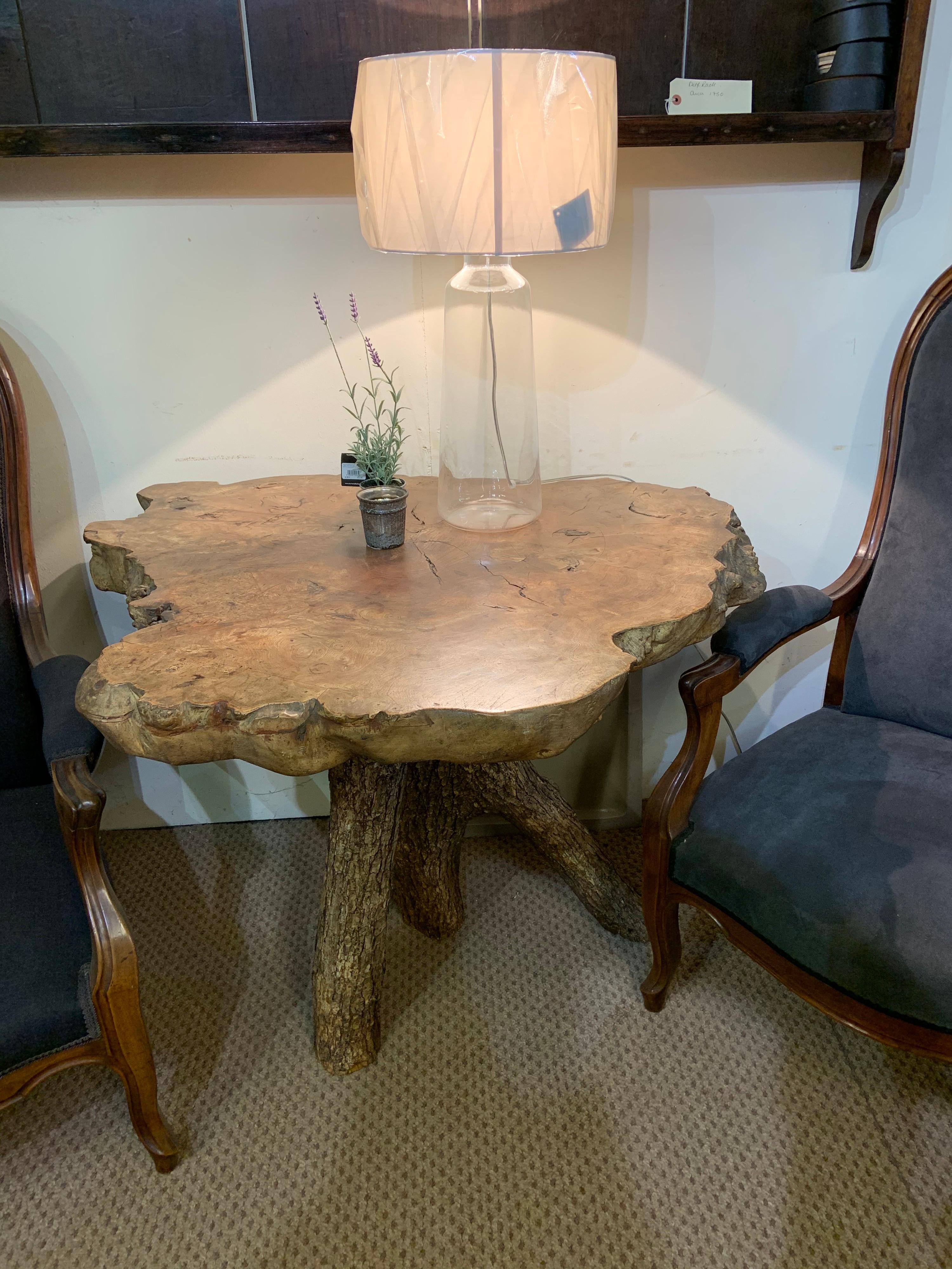 French Live Edge Elm Table For Sale