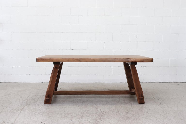 Live Edge Elm Trestle Olavi Hanninen Dining Table at 1stDibs