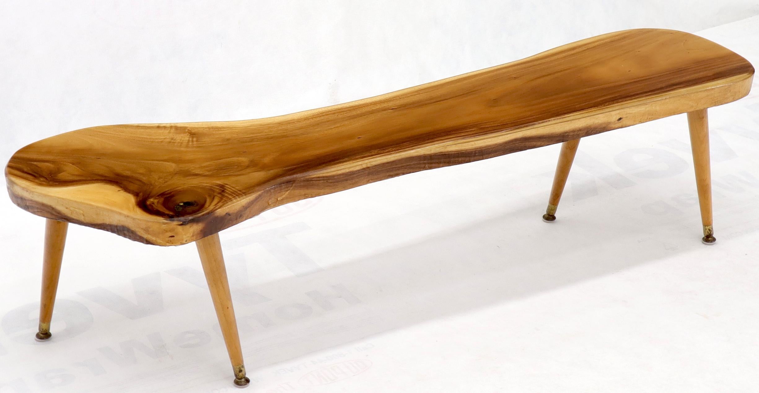 Mid-Century Modern Live Edge Elongated Organic Shape Coffee Table Bench For Sale