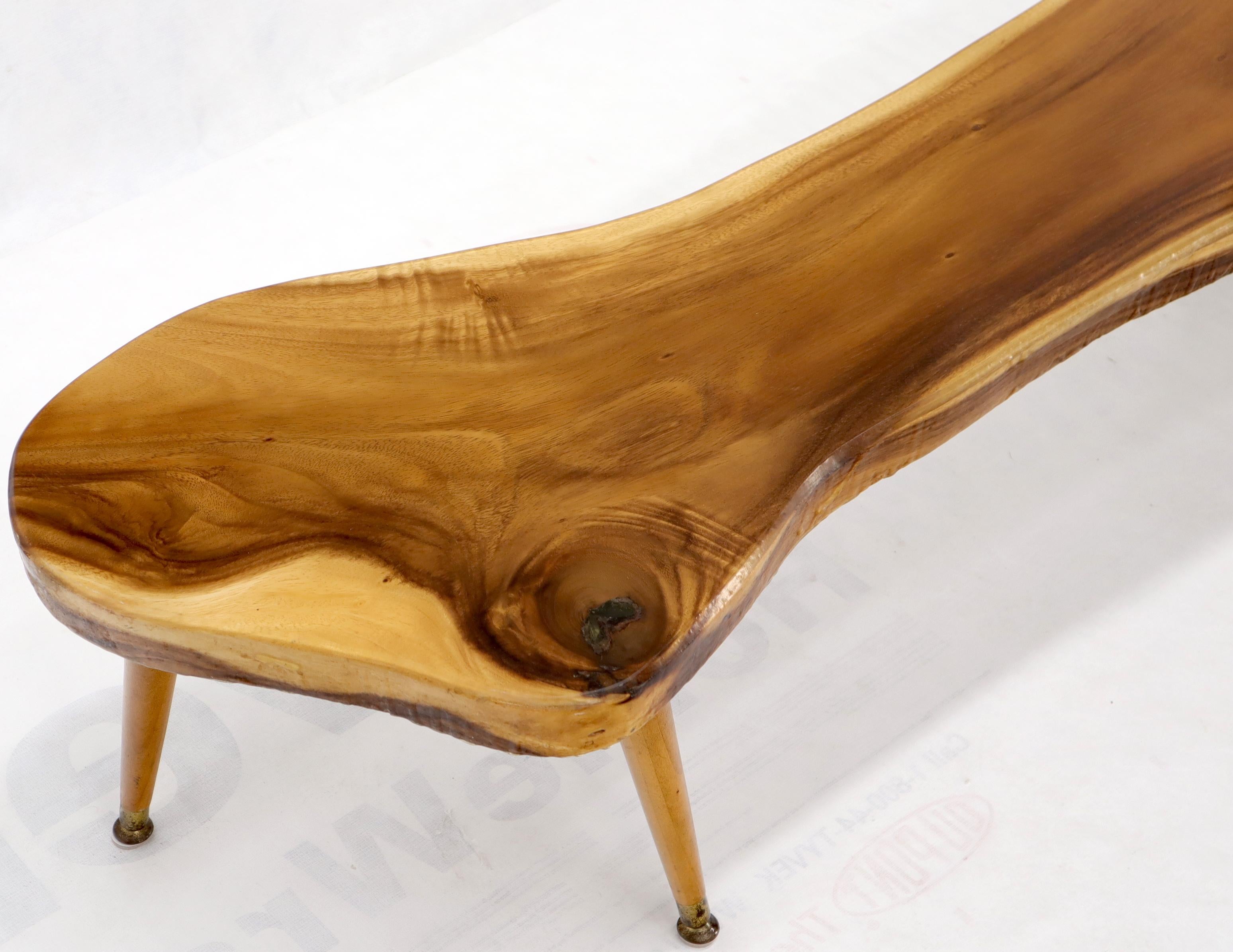 Mid-Century Modern Table basse de forme organique allongée Live Edge Bench en vente