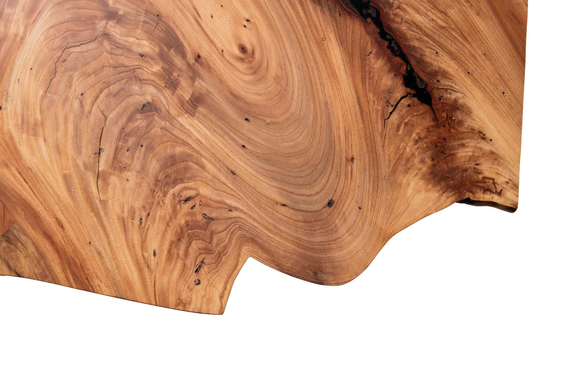 Live Edge Barhöhe Tisch aus pfirsichfarbenem Holz und geschwärztem Stahl von Alabama Sawyer im Zustand „Neu“ im Angebot in Birmingham, AL