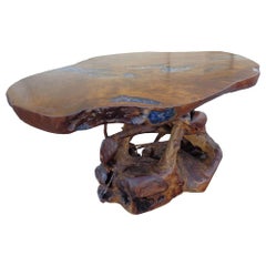 Live Edge Glass Inlaid Dining Console Table