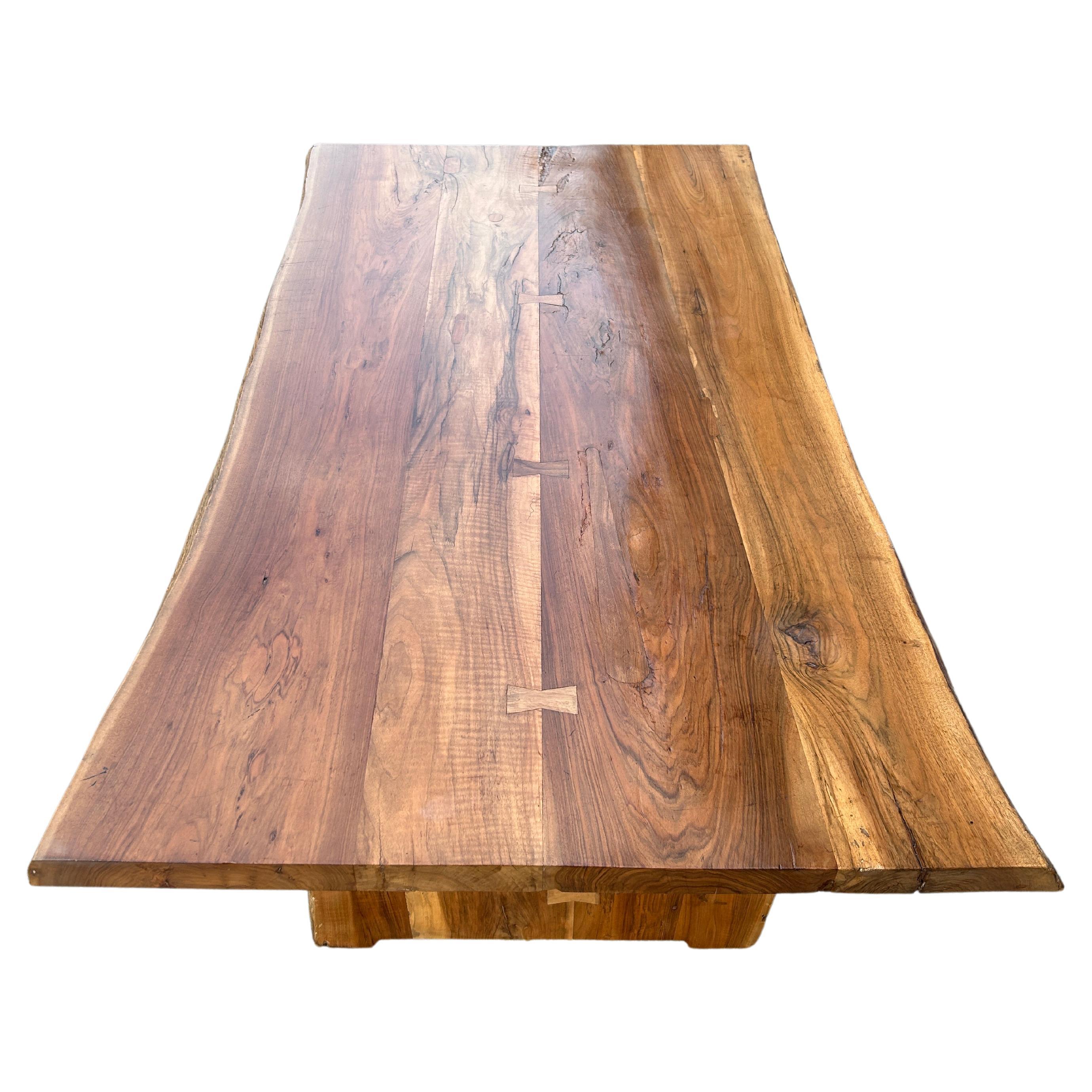 Live Edge Hardwood Slab Dining Table the Style of Nakashima In Good Condition In BROOKLYN, NY