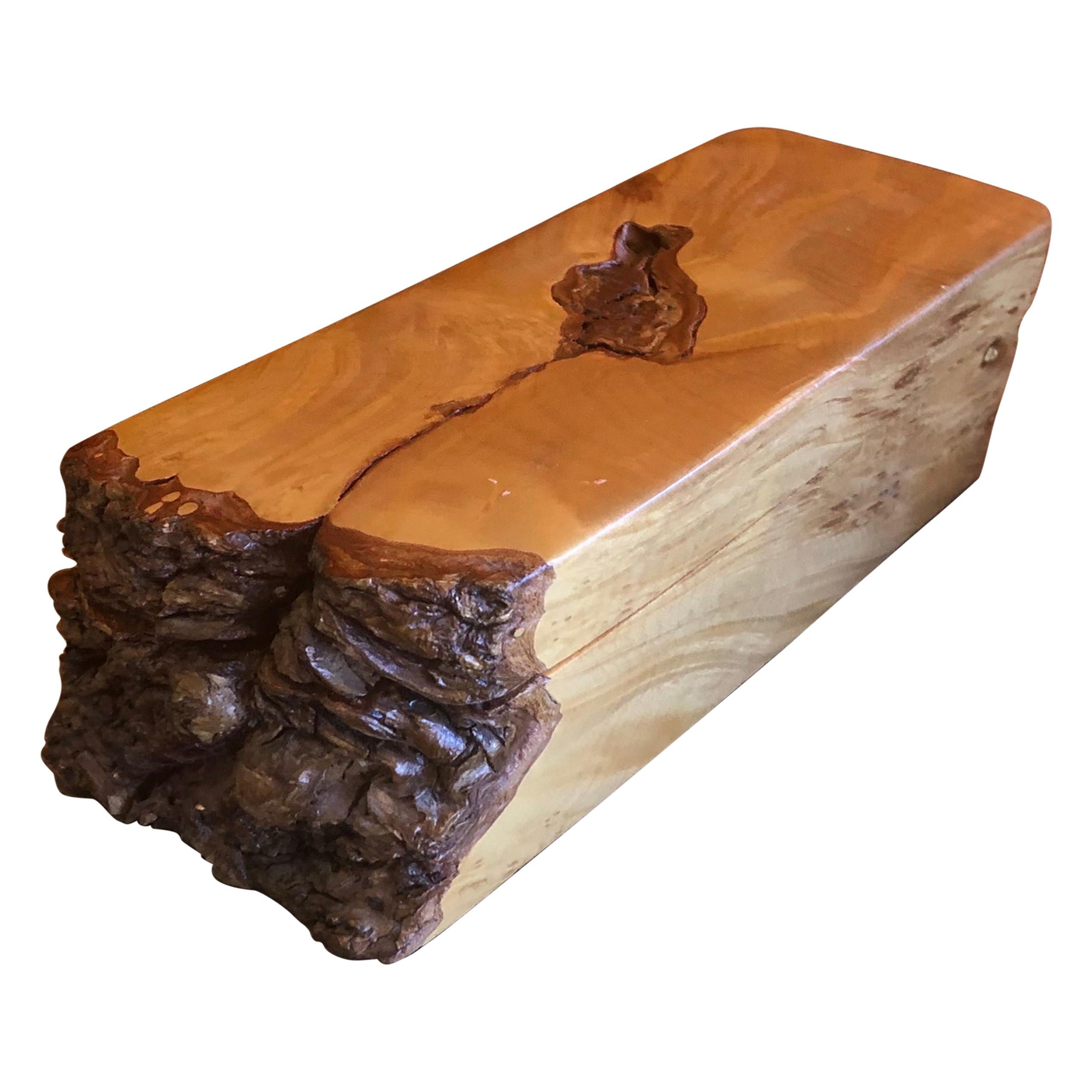 Live Edge in Maple Burl Wood Trinket Box For Sale