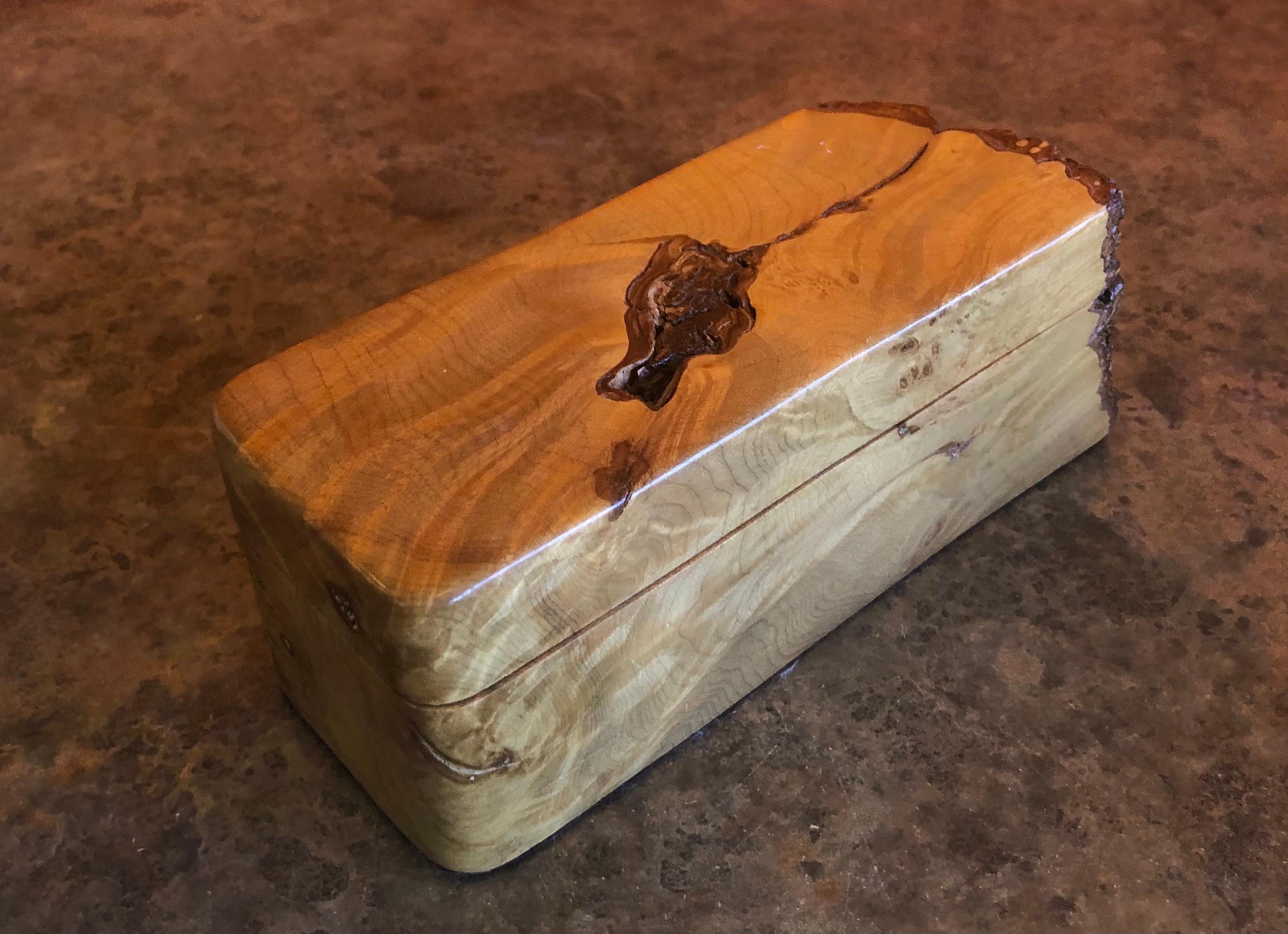Post-Modern Live Edge in Maple Burl Wood Trinket Box For Sale