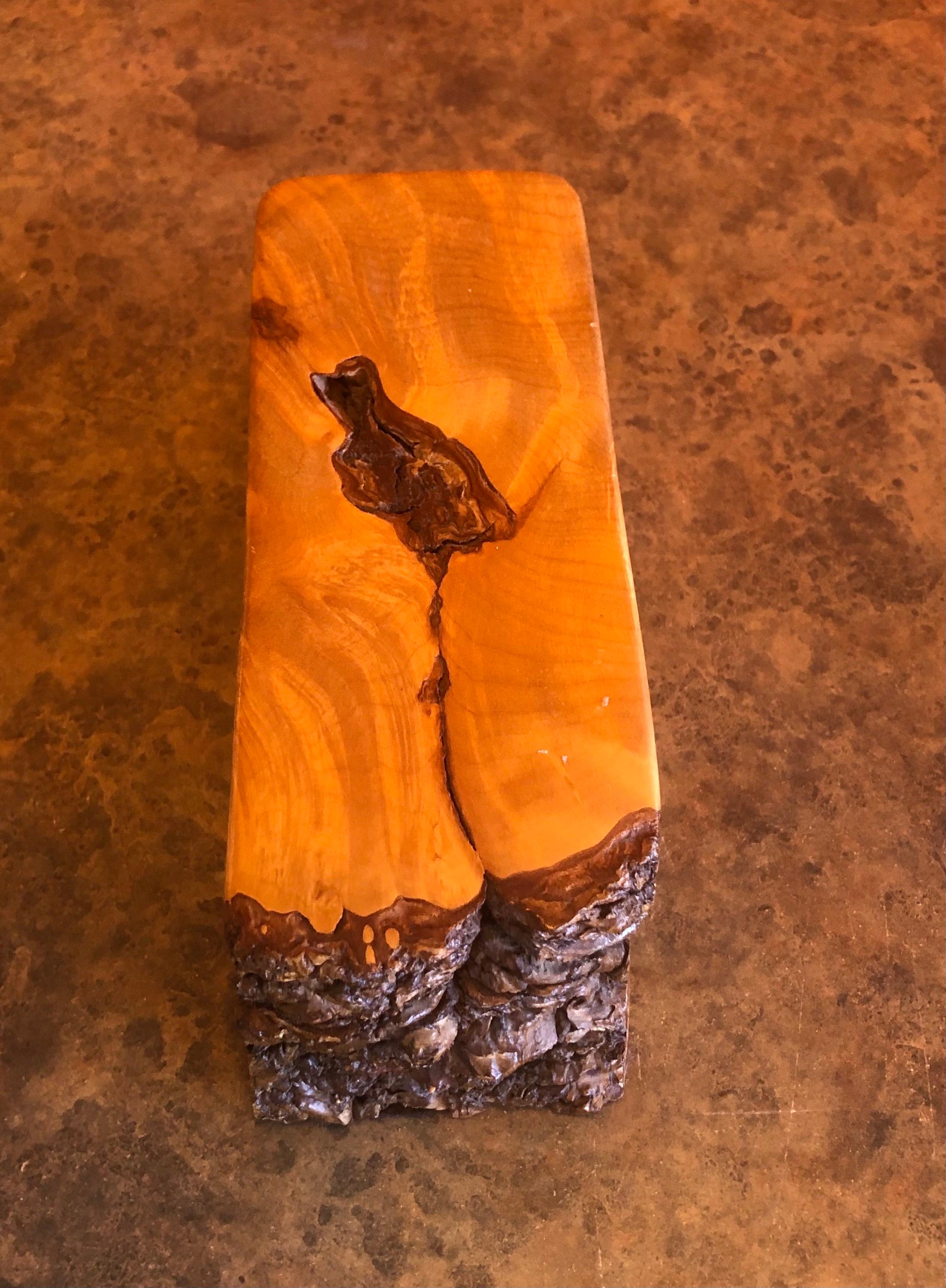 20th Century Live Edge in Maple Burl Wood Trinket Box For Sale