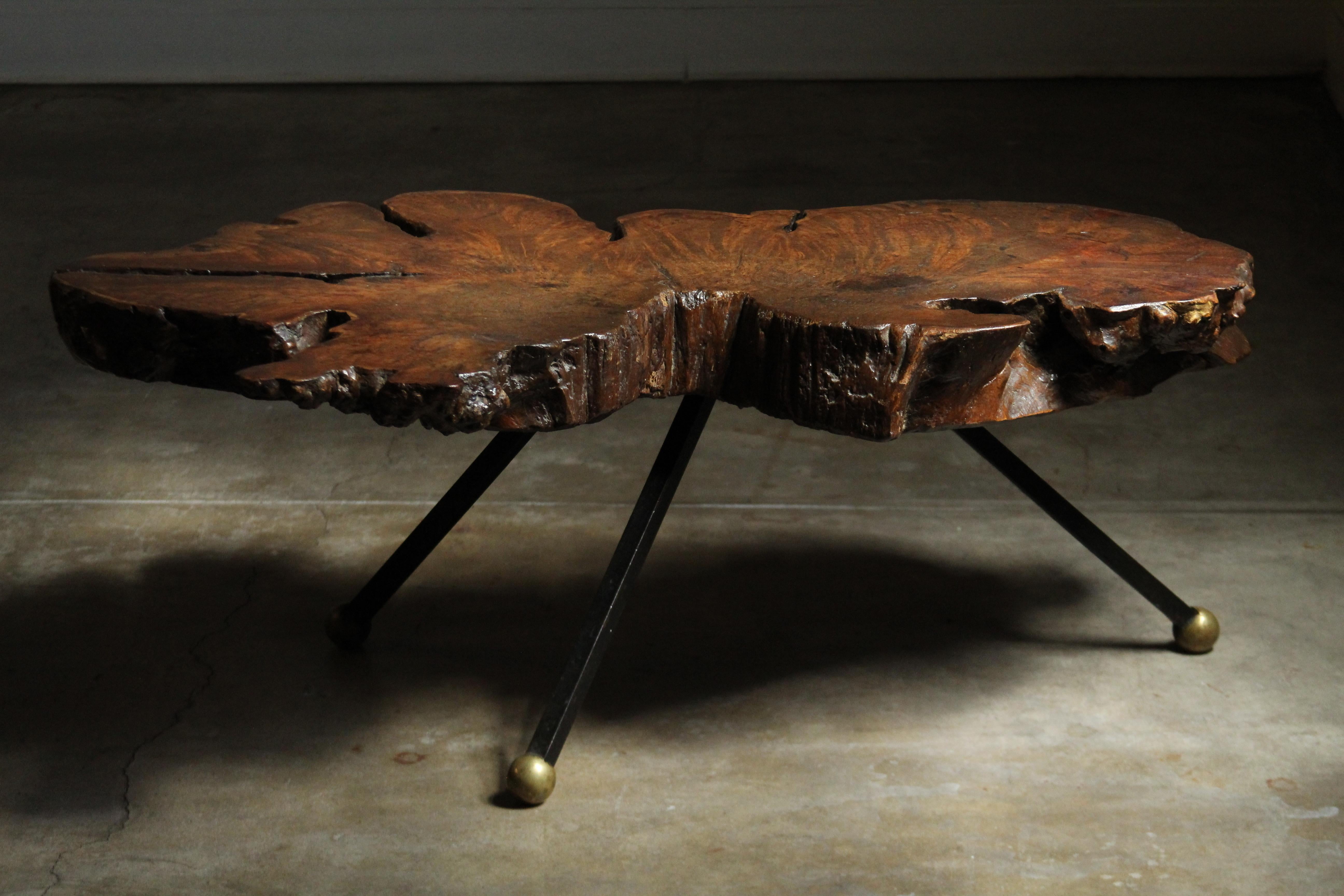 Organic Modern Live Edge Ironwood Coffee Table by Sabena of Mexico, 1960s For Sale
