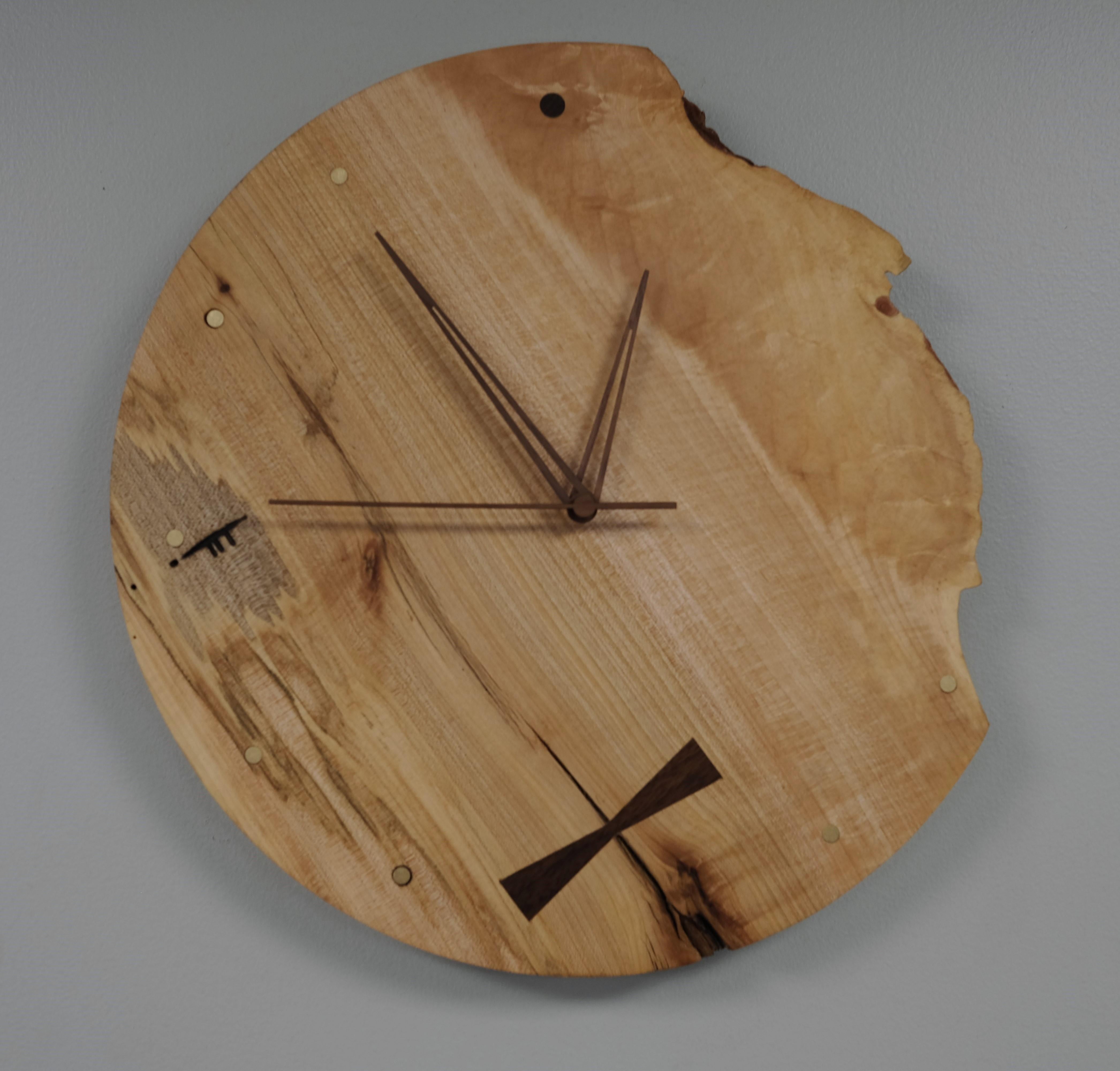 Organic Modern Live Edge Maple Wall Clock For Sale