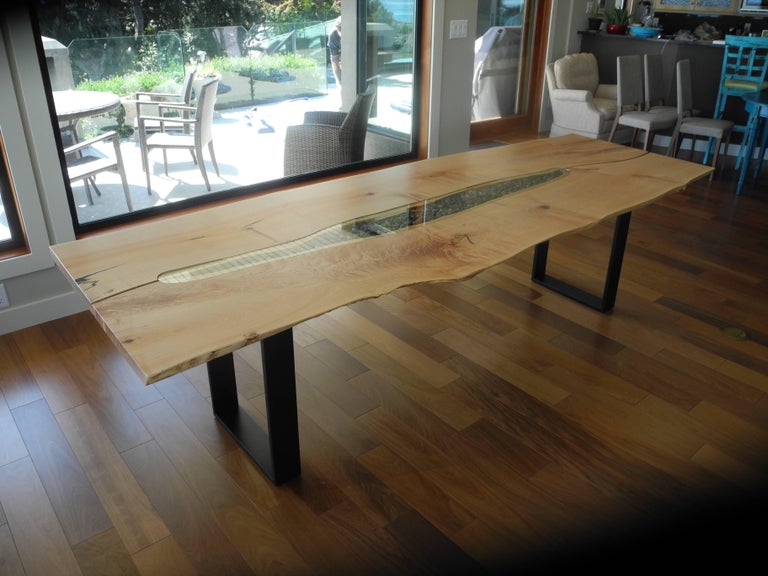 Live Edge Maple Tidepool Dining Table with Steel Base For ...