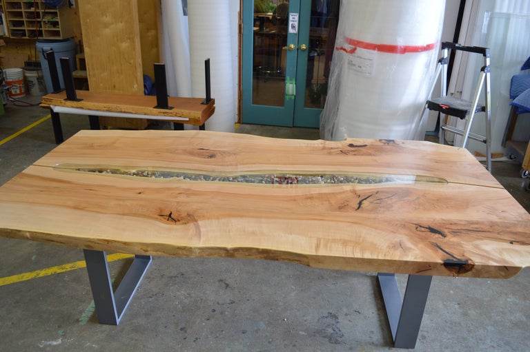 Live Edge Maple Tidepool Dining Table with Steel Base For ...