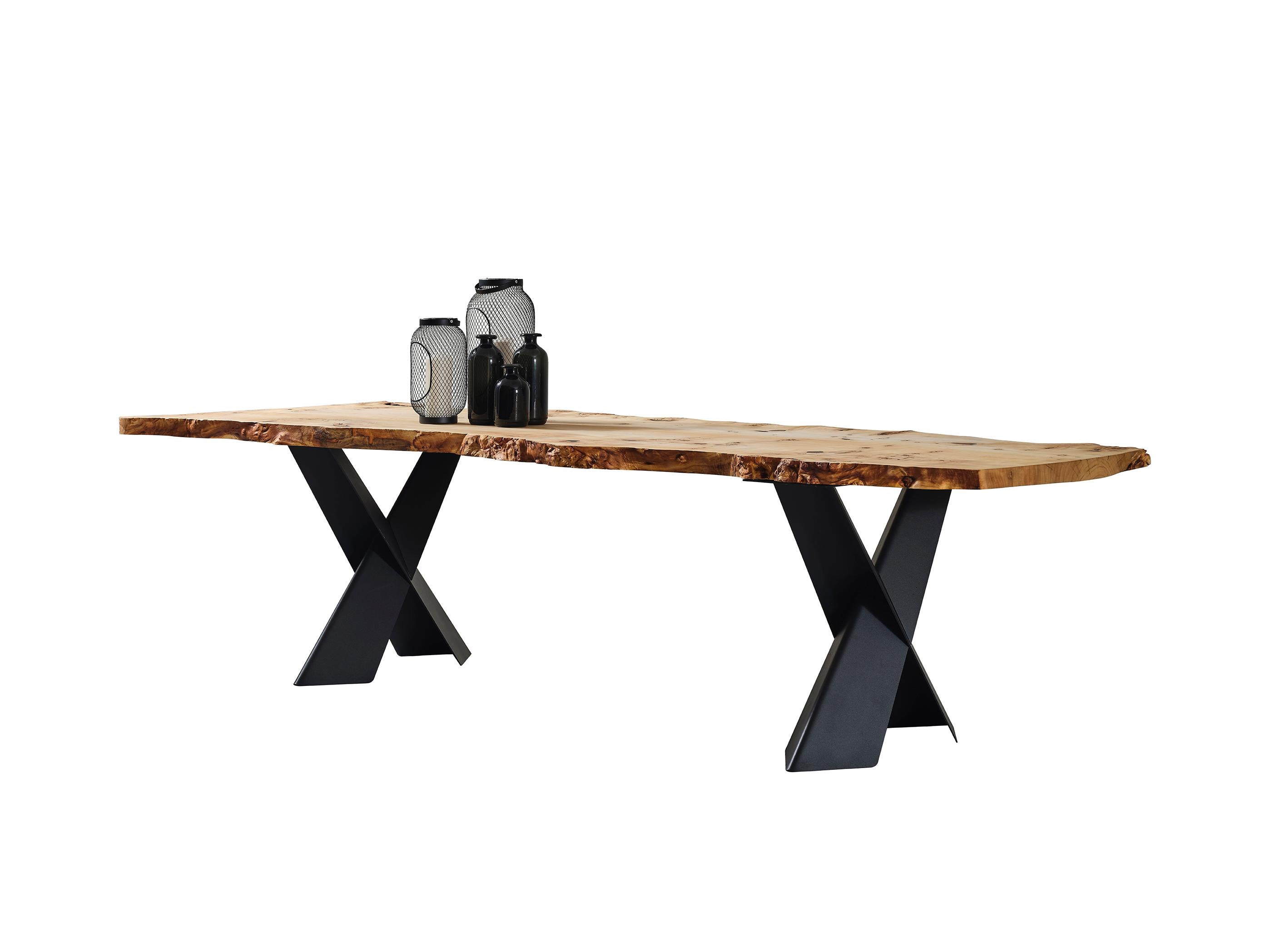 Table de cuisine Mappa Burl - Table de salle à manger en bois massif - Bois clair en vente 3
