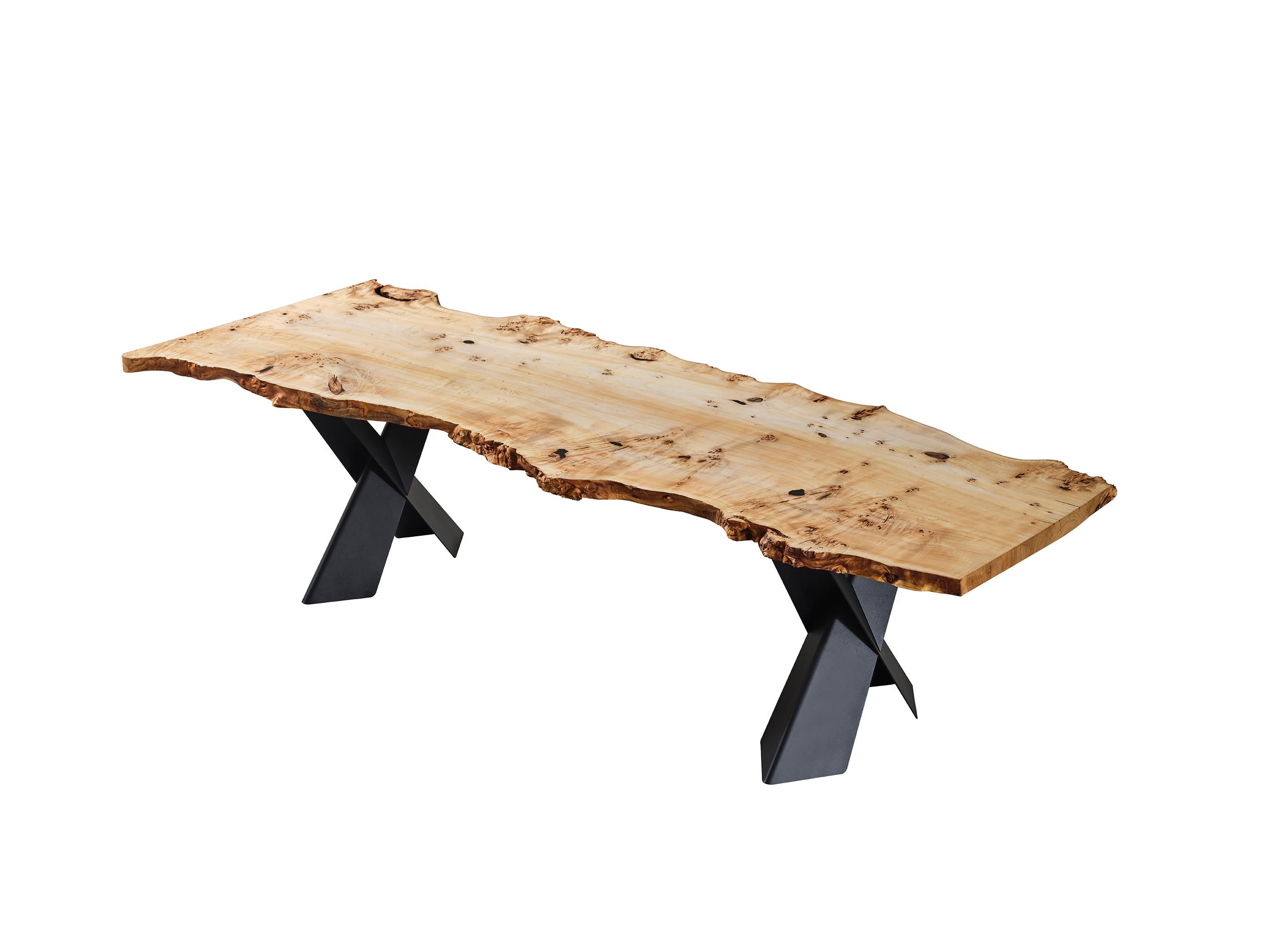 XXIe siècle et contemporain Table de cuisine Mappa Burl - Table de salle à manger en bois massif - Bois clair en vente