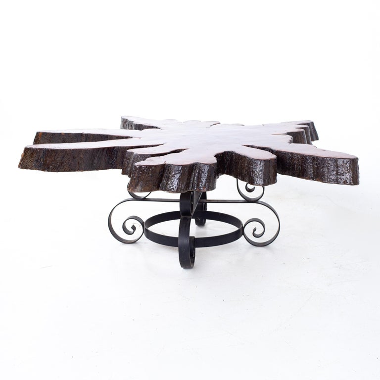 Live Edge Mid Century Coffee Table For Sale at 1stDibs