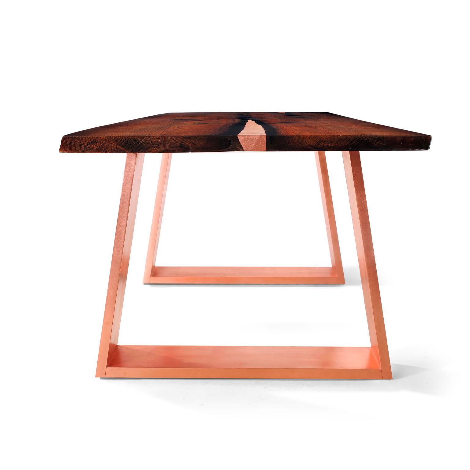 dining table with copper legs