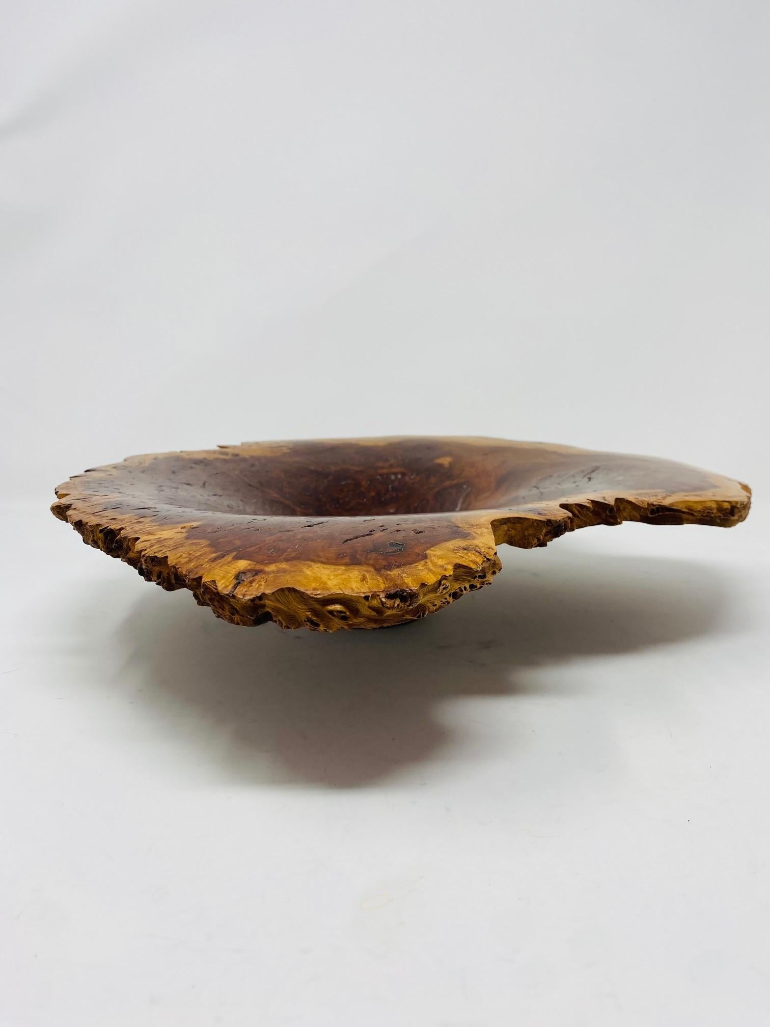 Live Edge Organic Modern Sculptural Burl Wood Bowl For Sale 1