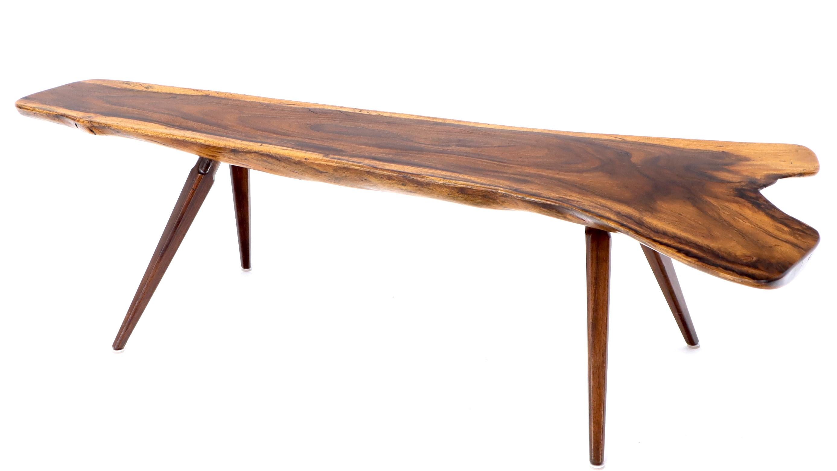 Mid-Century Modern Live Edge Organic Shape Long Board Coffee Table