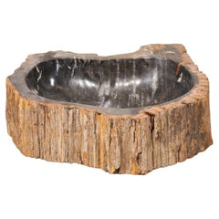 Évier en bois pétrifié « Live Edge », noir et beige