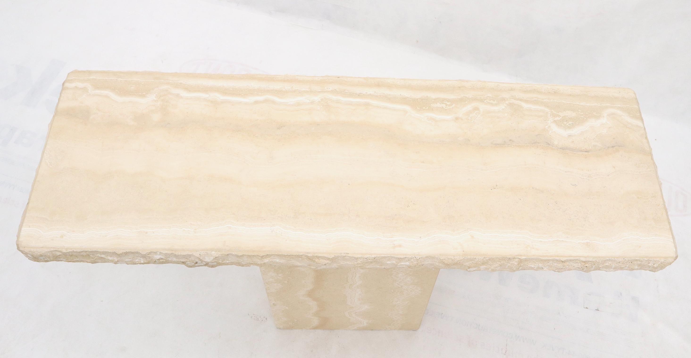 Live Edge Rectangle Mid-Century Modern Travertine Console Table 2