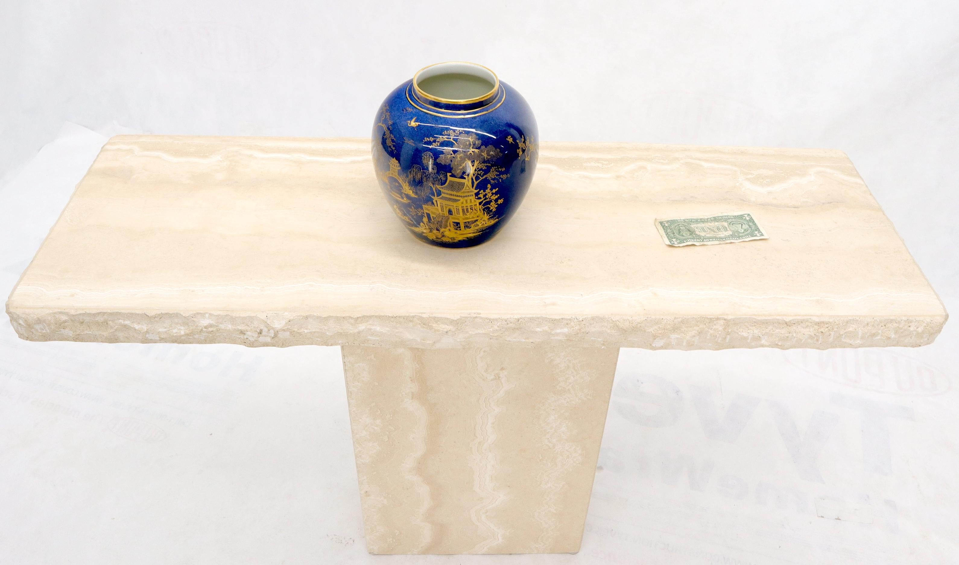 Live Edge Rectangle Mid-Century Modern Travertine Console Table 3
