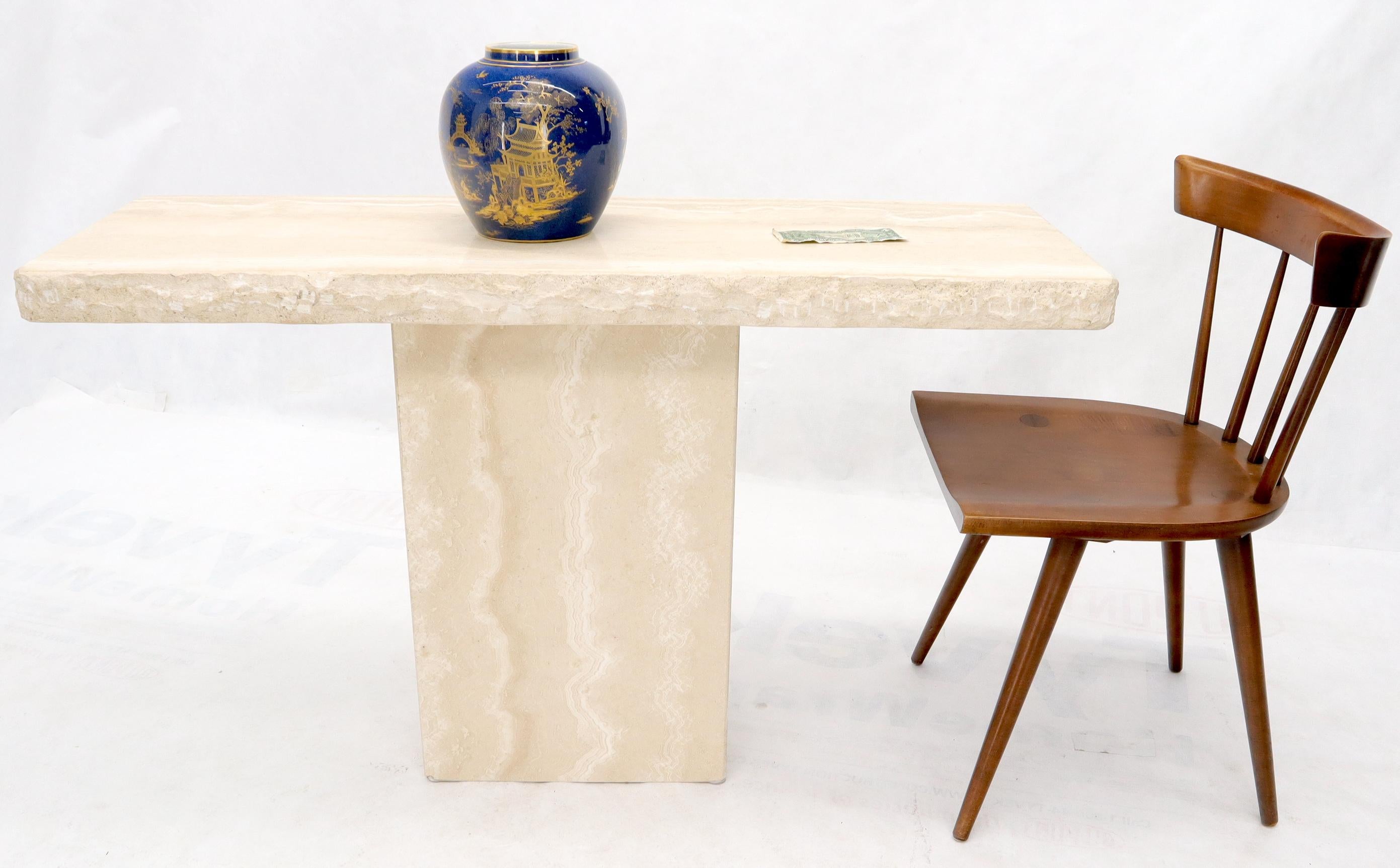 Live Edge Rectangle Mid-Century Modern Travertine Console Table 5