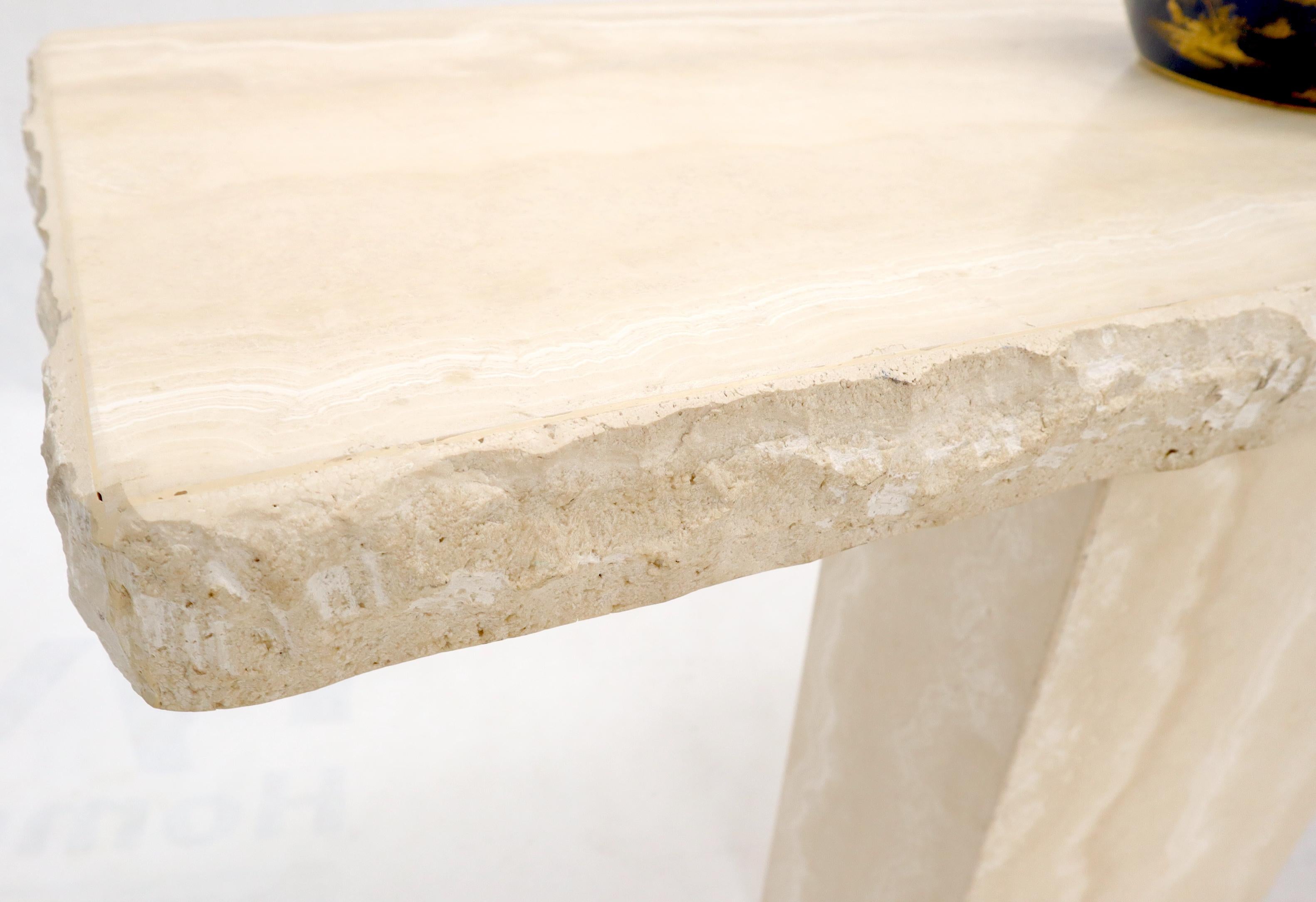 Live Edge Rectangle Mid-Century Modern Travertine Console Table 6