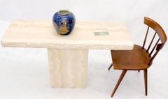 Live Edge Rectangle Mid-Century Modern Travertine Console Table