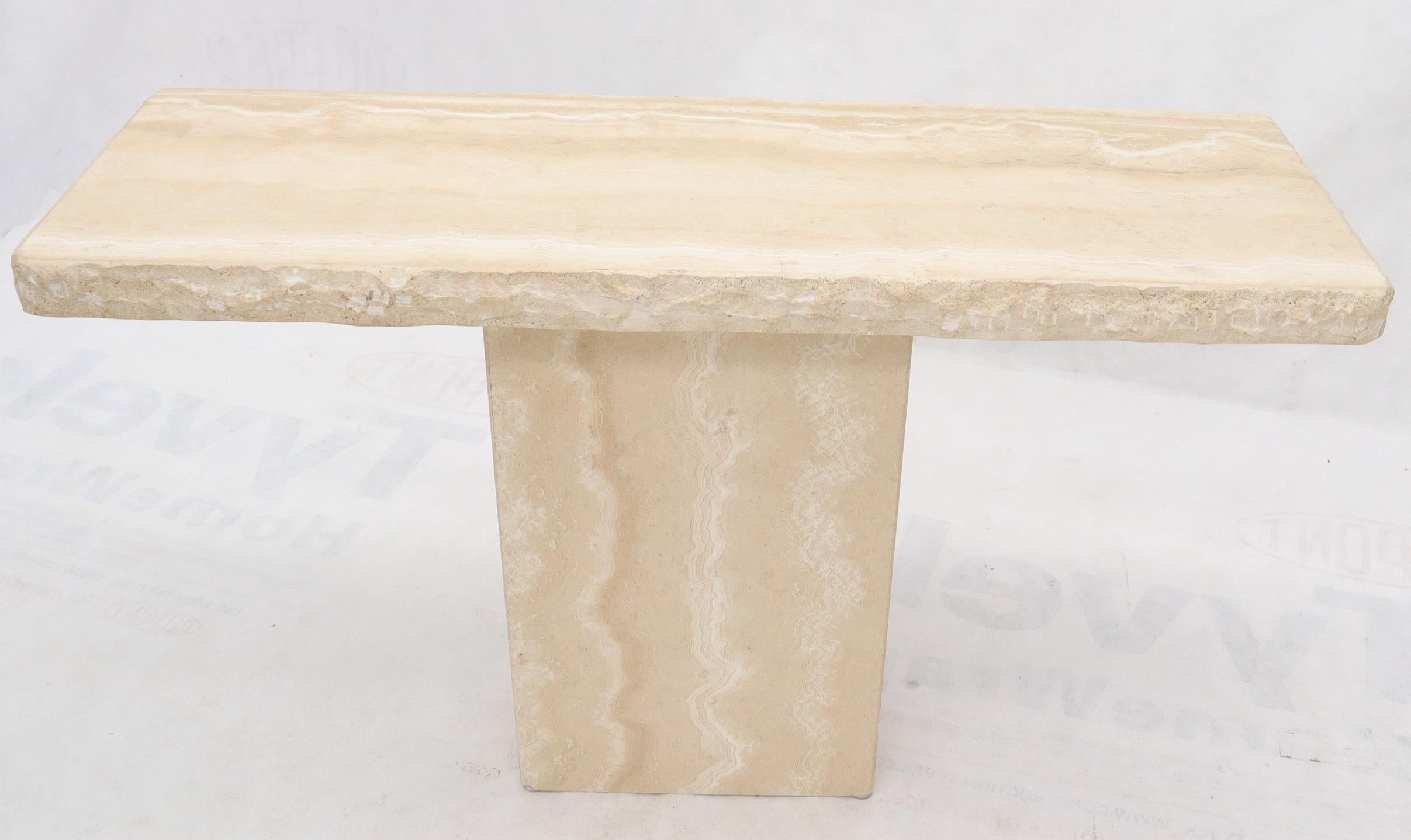 Italian Live Edge Rectangle Mid-Century Modern Travertine Console Table