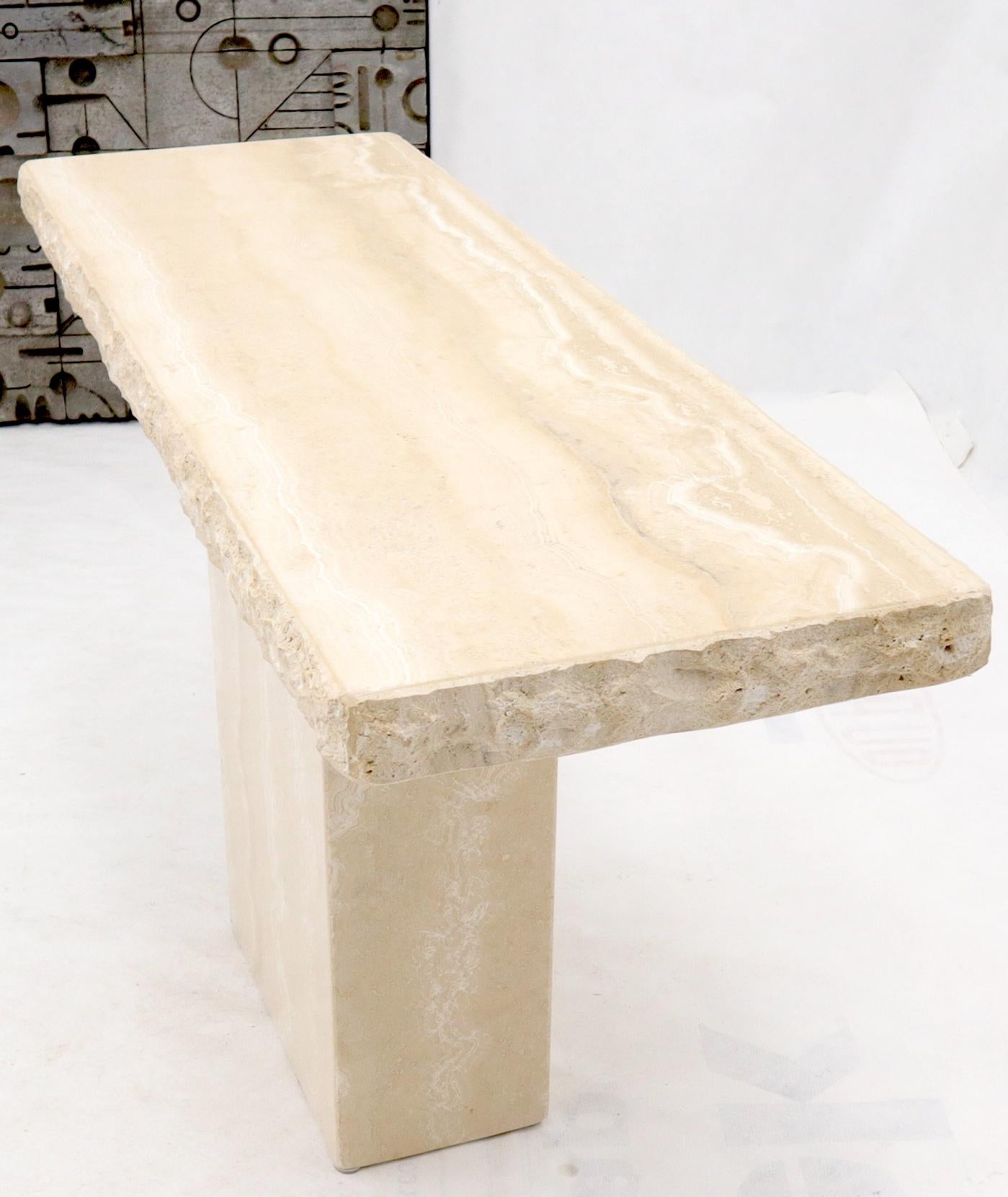 Live Edge Rectangle Mid-Century Modern Travertine Console Table In Excellent Condition In Rockaway, NJ