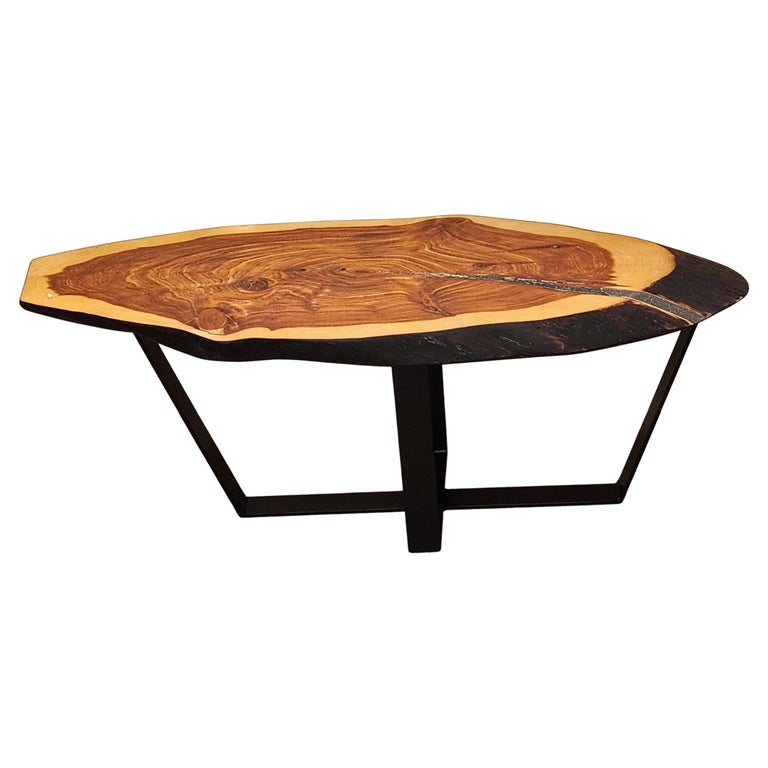 Live Edge Red Cedar Wood Slab Coffee Table For Sale at 1stDibs